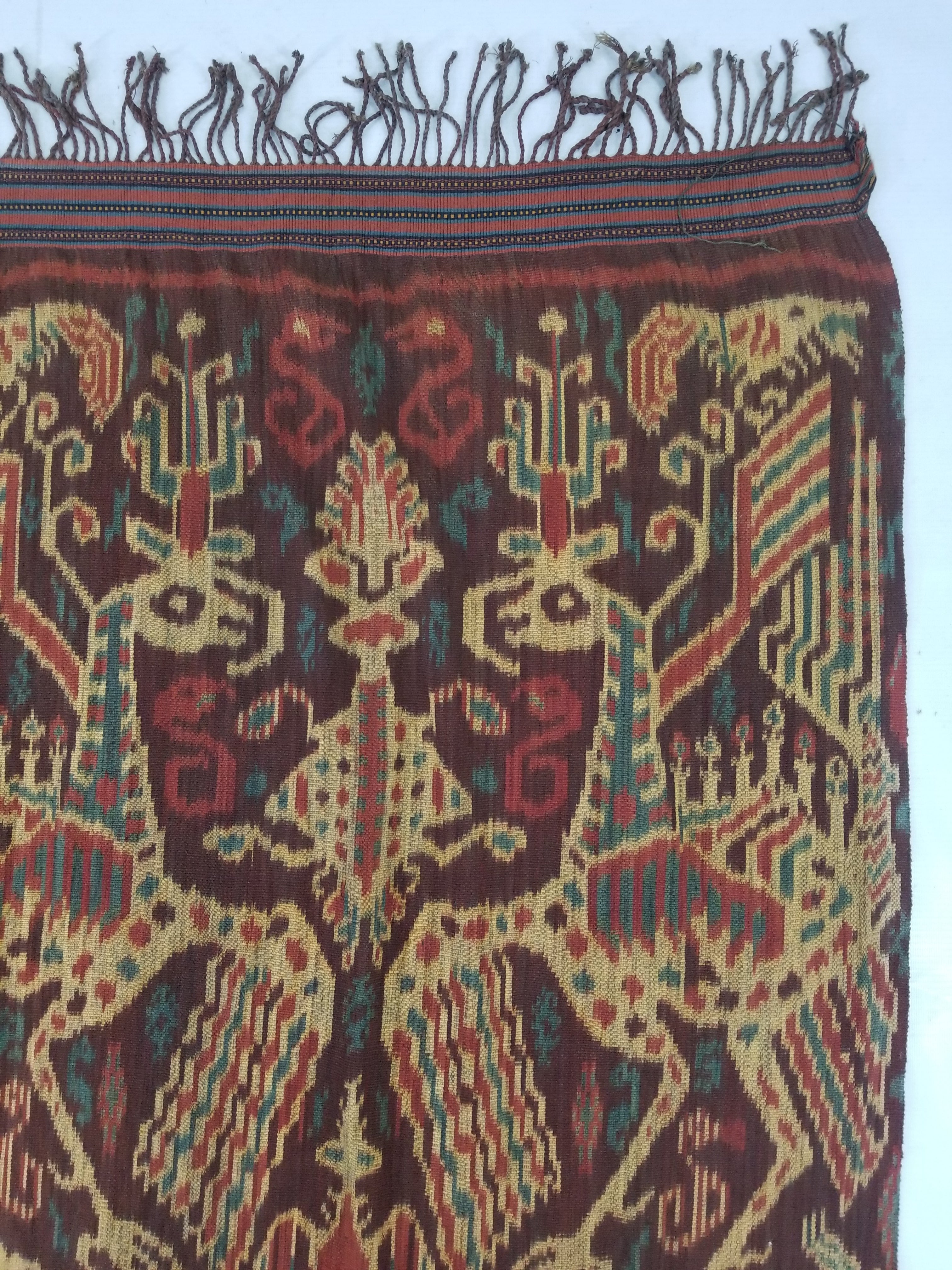 Vintage Indonesian Handwoven Sumba Ikat Vertical Seam Textile 252x124cm
