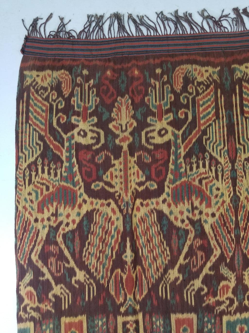 Vintage Indonesian Handwoven Sumba Ikat Vertical Seam Textile 252x124cm