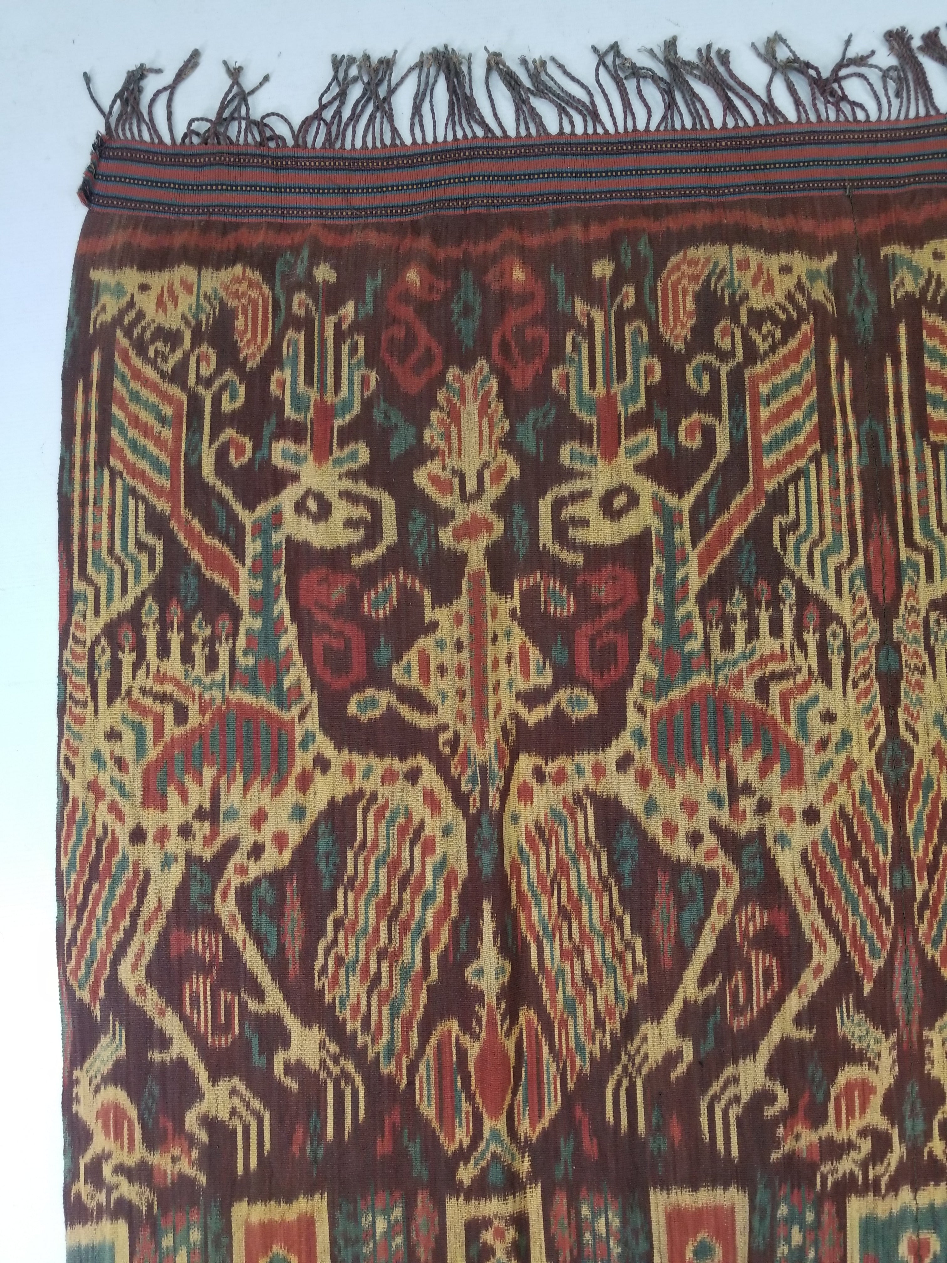 Vintage Indonesian Handwoven Sumba Ikat Vertical Seam Textile 252x124cm