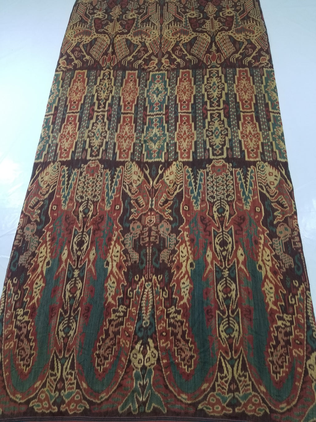 Vintage Indonesian Handwoven Sumba Ikat Vertical Seam Textile 252x124cm