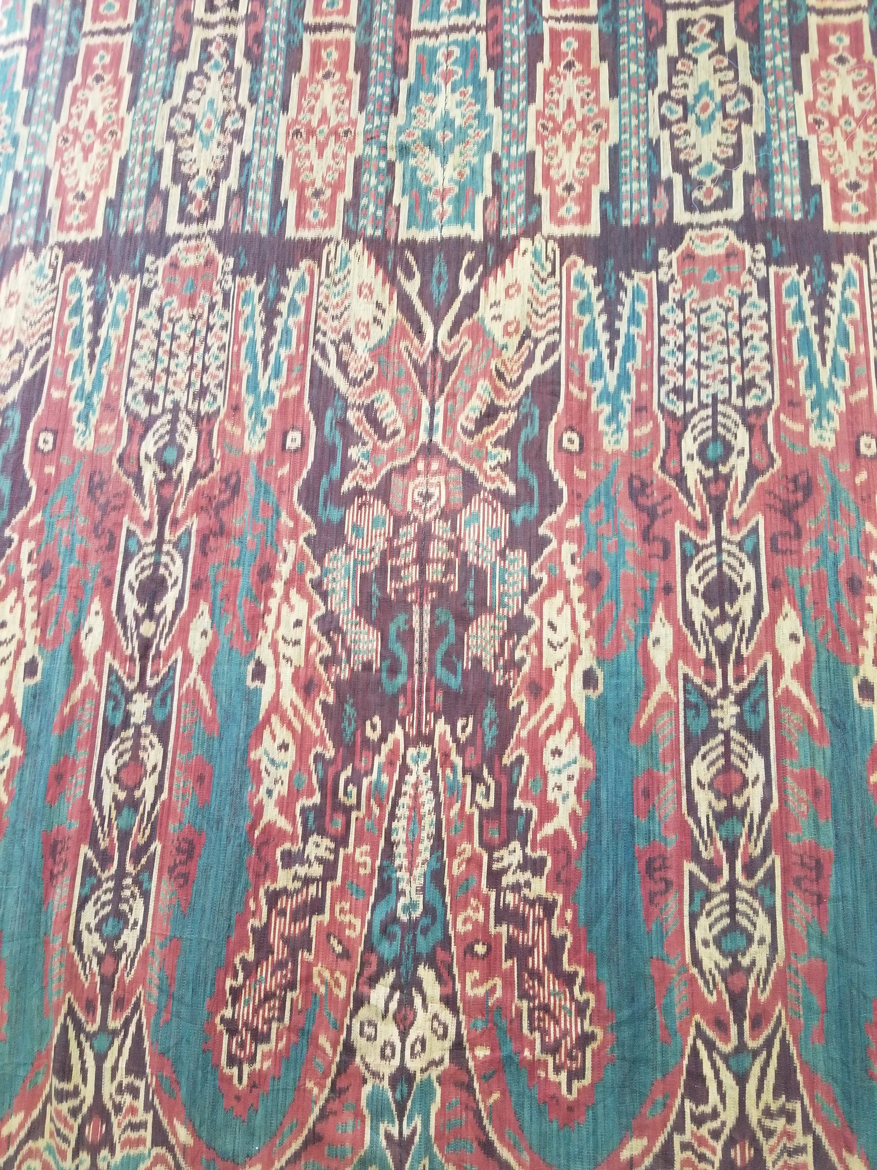 Vintage Indonesian Handwoven Sumba Ikat Vertical Seam Textile 252x124cm