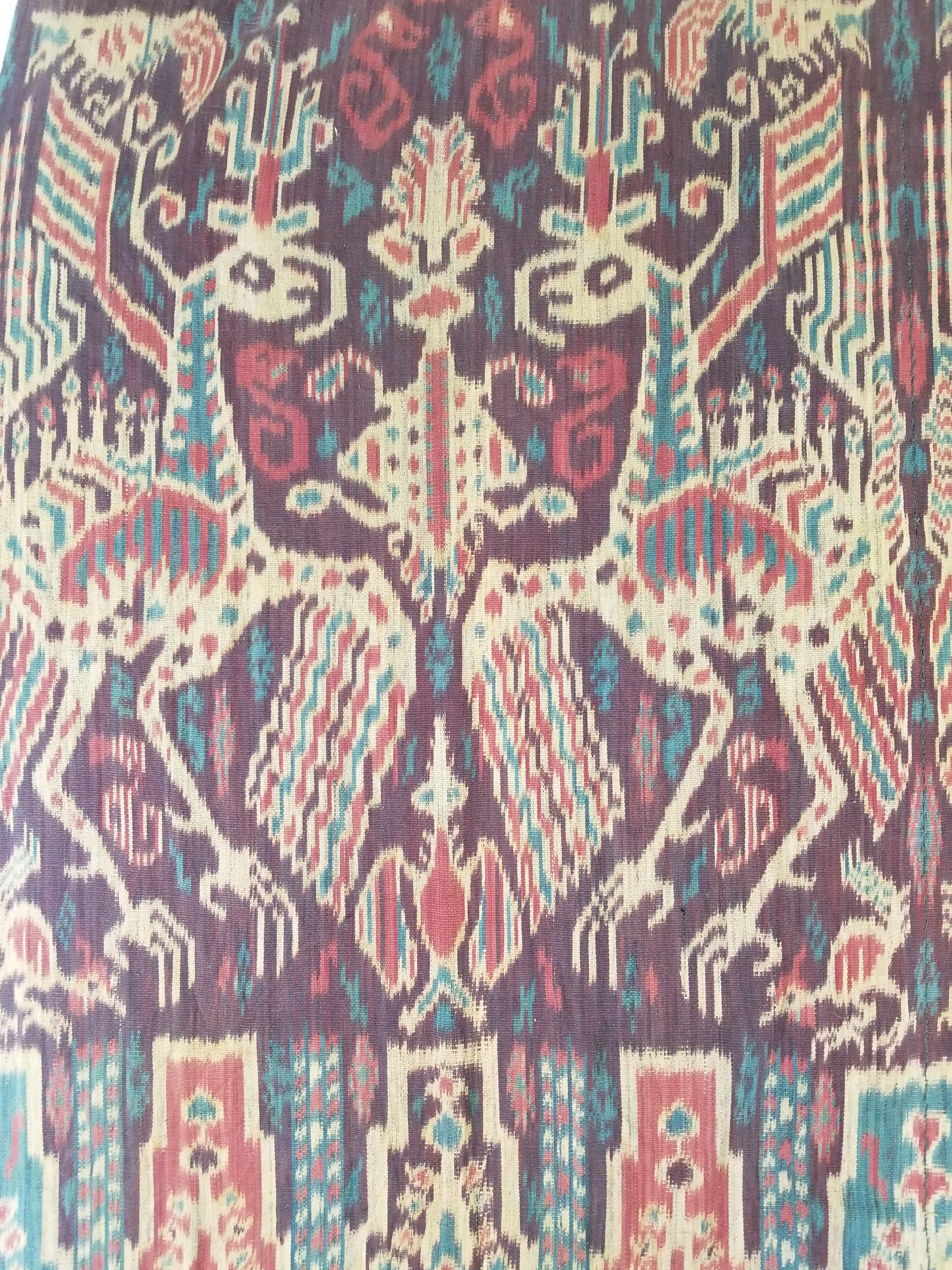 Vintage Indonesian Handwoven Sumba Ikat Vertical Seam Textile 252x124cm