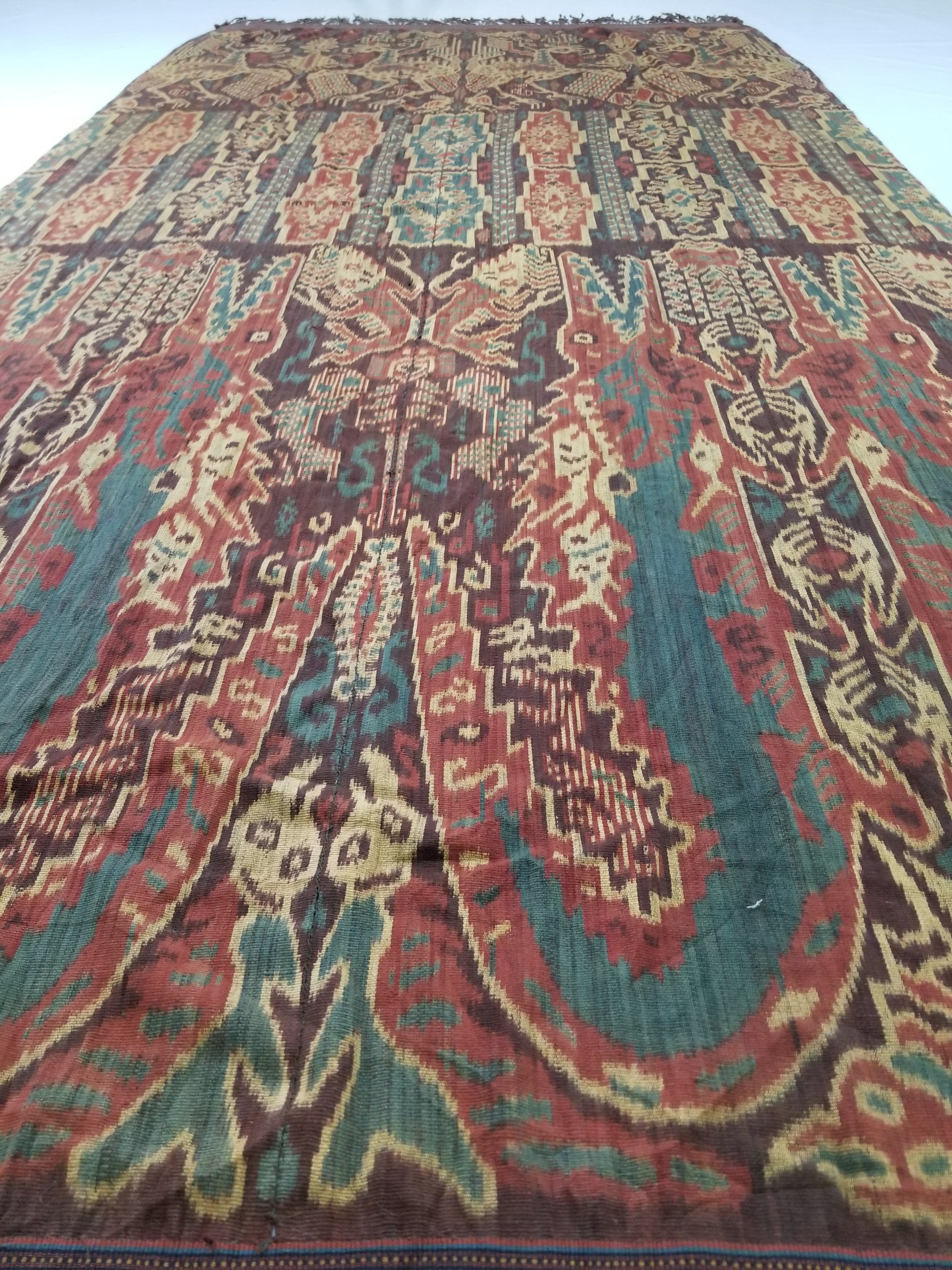 Vintage Indonesian Handwoven Sumba Ikat Vertical Seam Textile 252x124cm