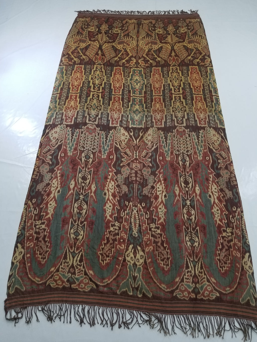 Vintage Indonesian Handwoven Sumba Ikat Vertical Seam Textile 252x124cm