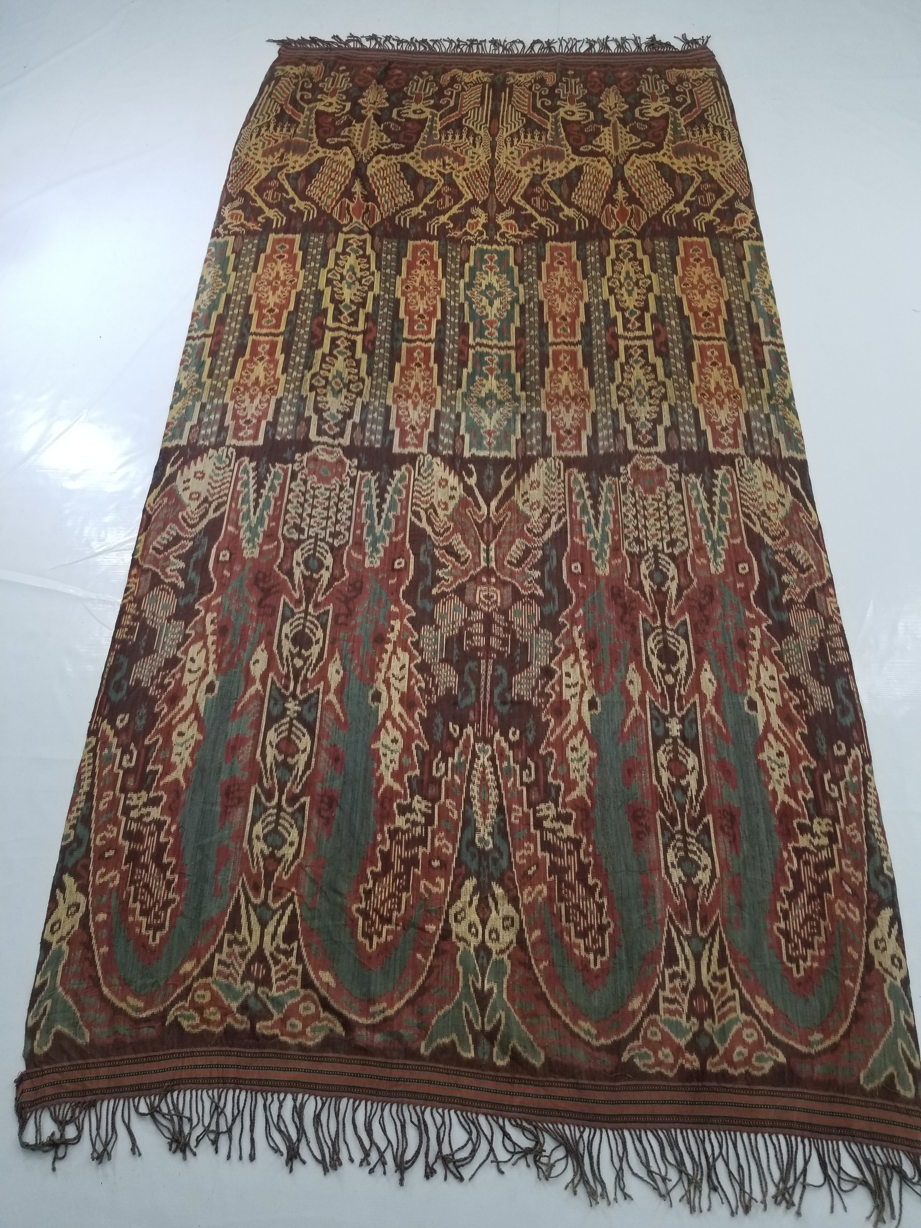 Vintage Indonesian Handwoven Sumba Ikat Vertical Seam Textile 252x124cm