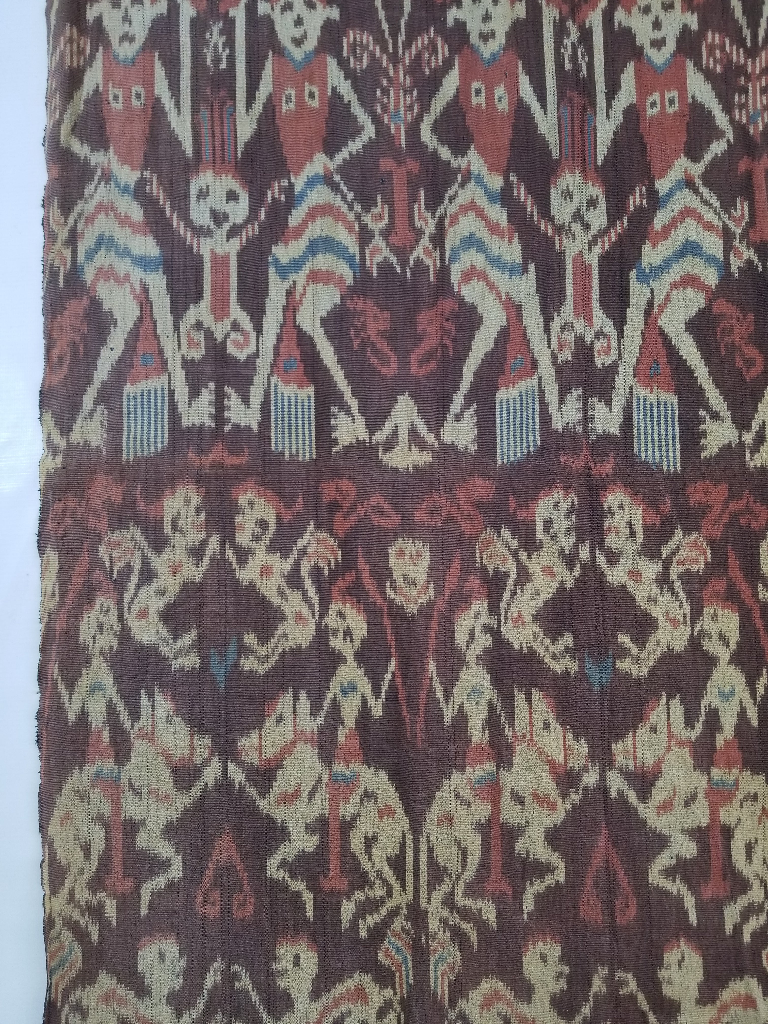 Vintage Indonesian Handwoven Sumba Ikat Hinggi Wall Tapestry 222x117cm