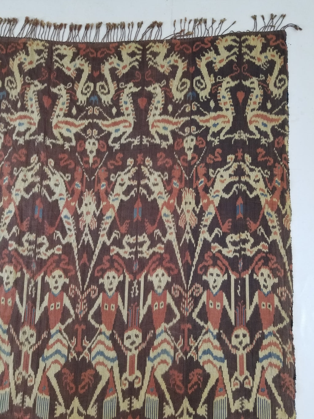 Vintage Indonesian Handwoven Sumba Ikat Hinggi Wall Tapestry 222x117cm
