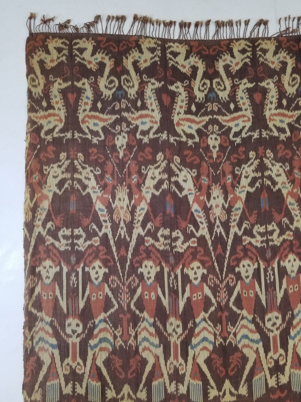Vintage Indonesian Handwoven Sumba Ikat Hinggi Wall Tapestry 222x117cm