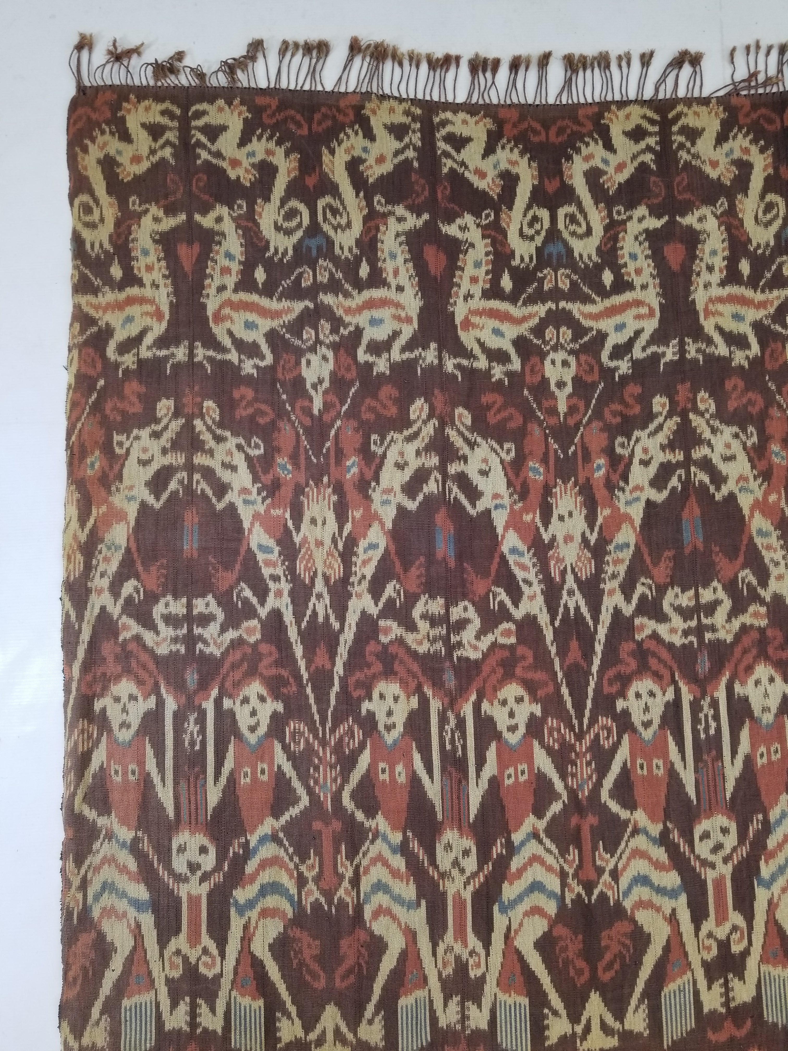 Vintage Indonesian Handwoven Sumba Ikat Hinggi Wall Tapestry 222x117cm
