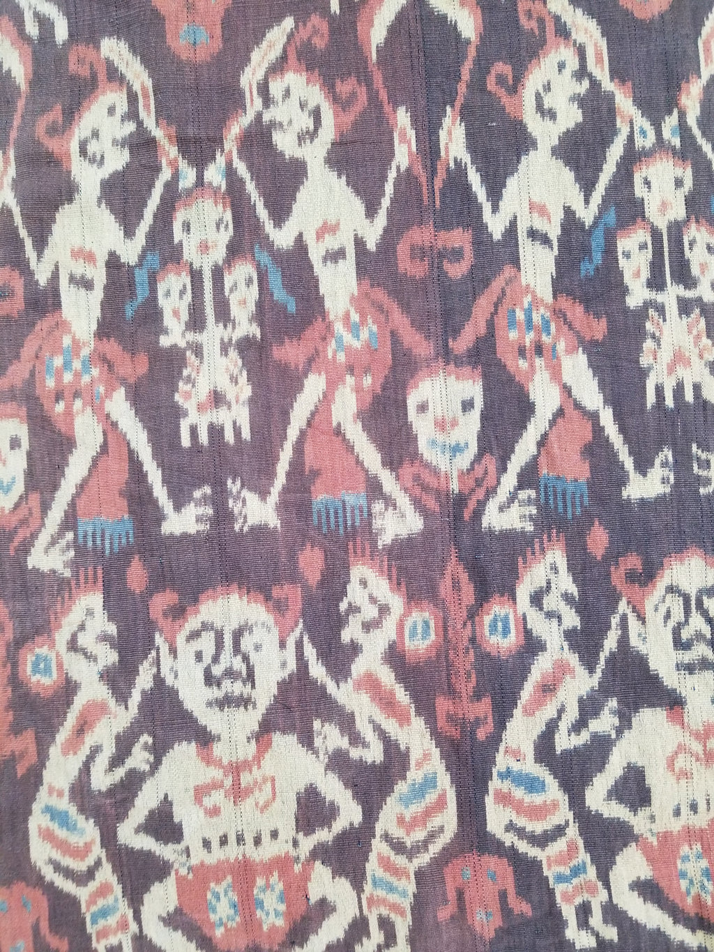 Vintage Indonesian Handwoven Sumba Ikat Hinggi Wall Tapestry 222x117cm