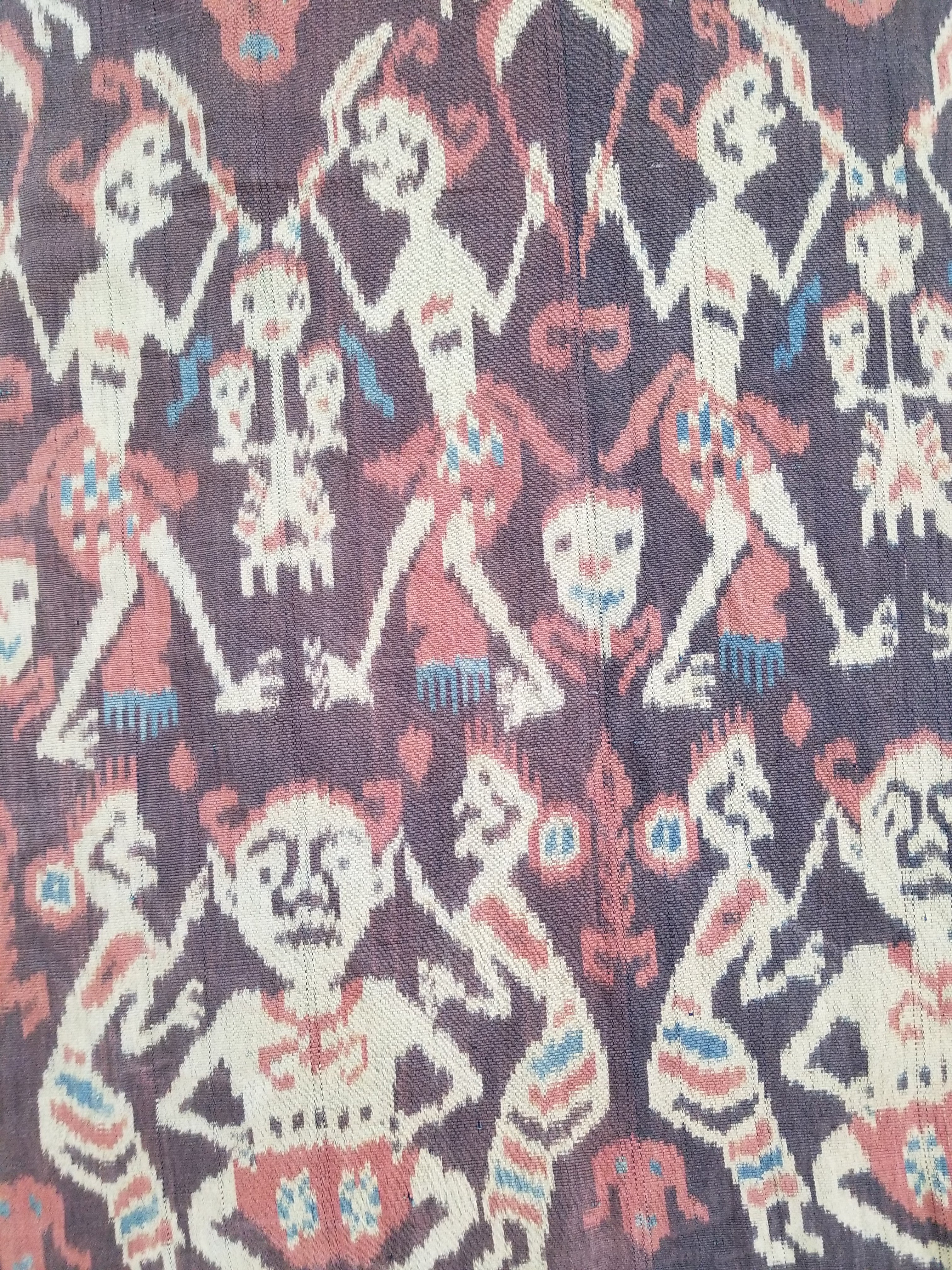 Vintage Indonesian Handwoven Sumba Ikat Hinggi Wall Tapestry 222x117cm