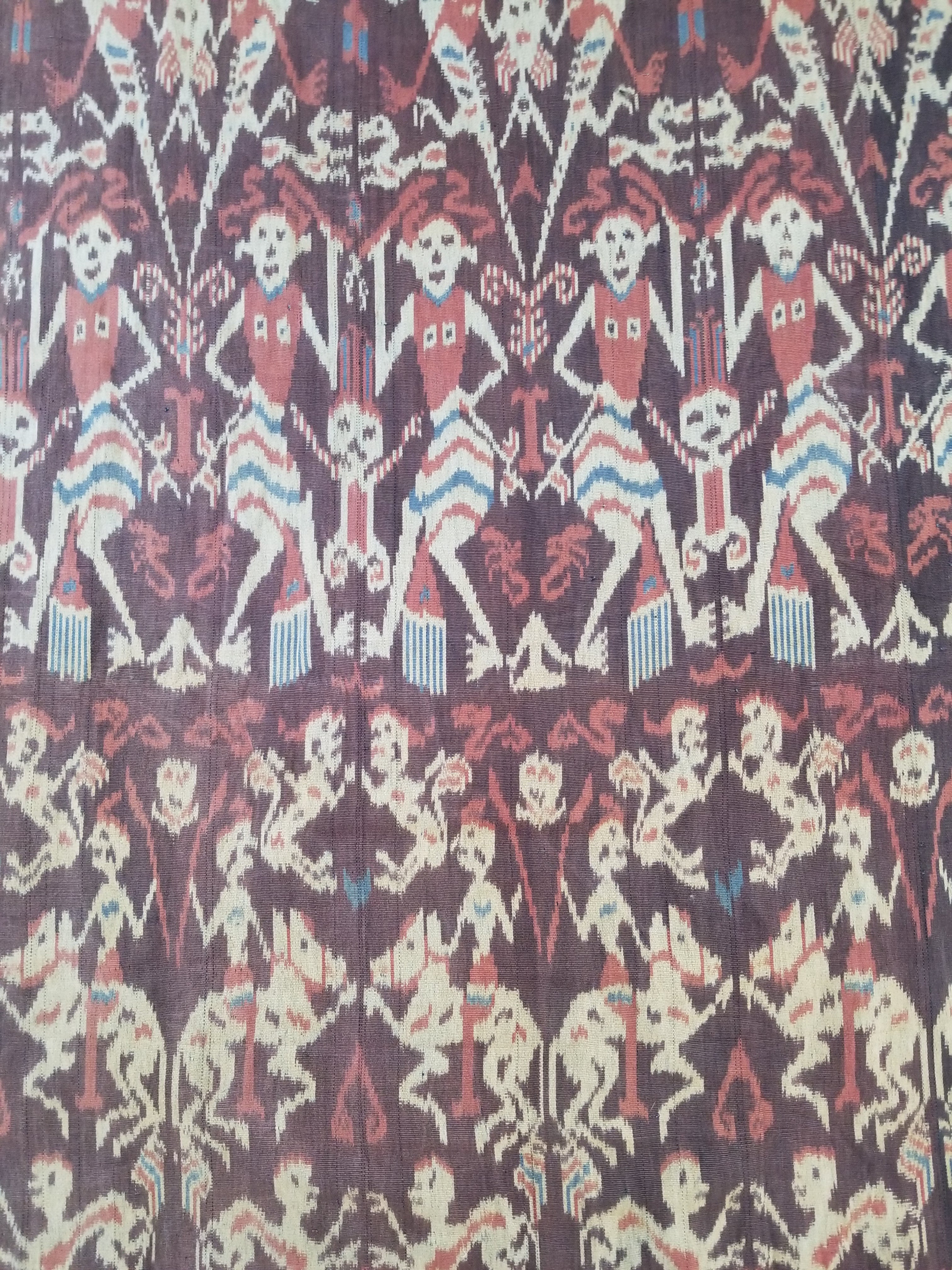 Vintage Indonesian Handwoven Sumba Ikat Hinggi Wall Tapestry 222x117cm
