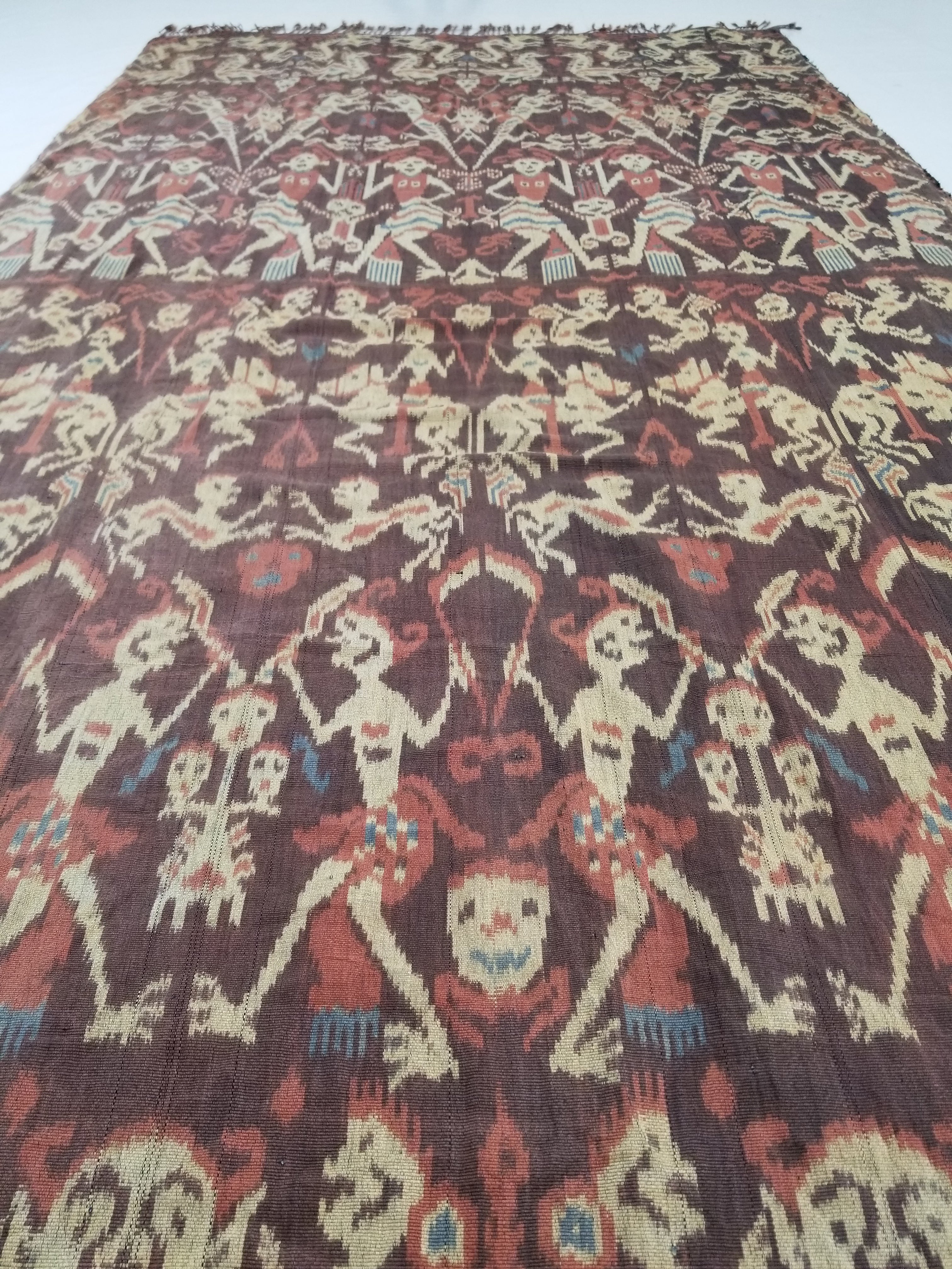 Vintage Indonesian Handwoven Sumba Ikat Hinggi Wall Tapestry 222x117cm