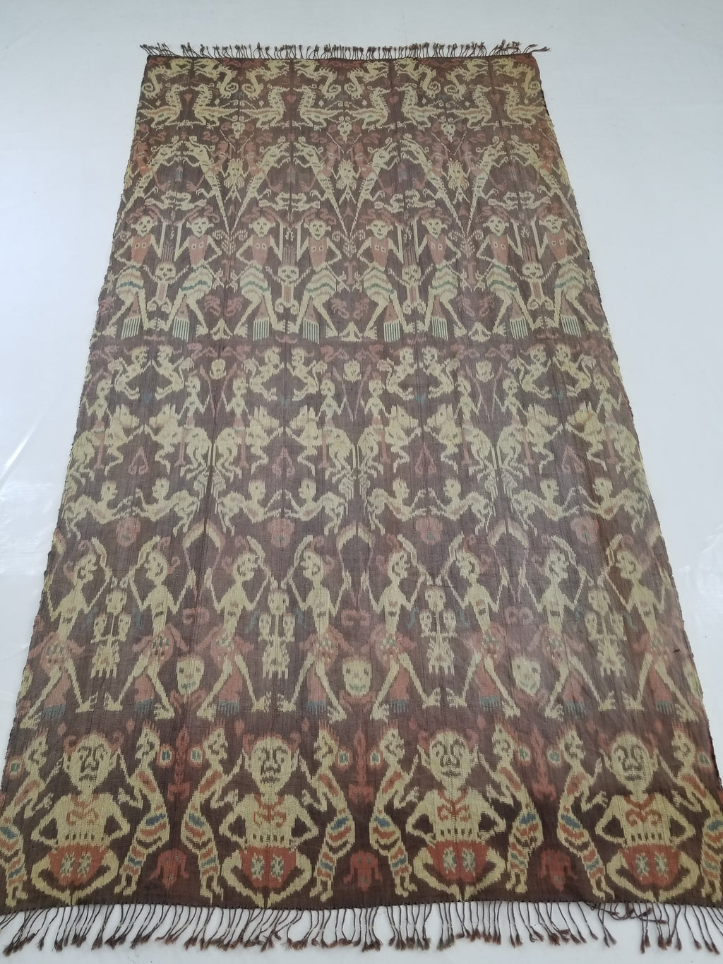 Vintage Indonesian Handwoven Sumba Ikat Hinggi Wall Tapestry 222x117cm