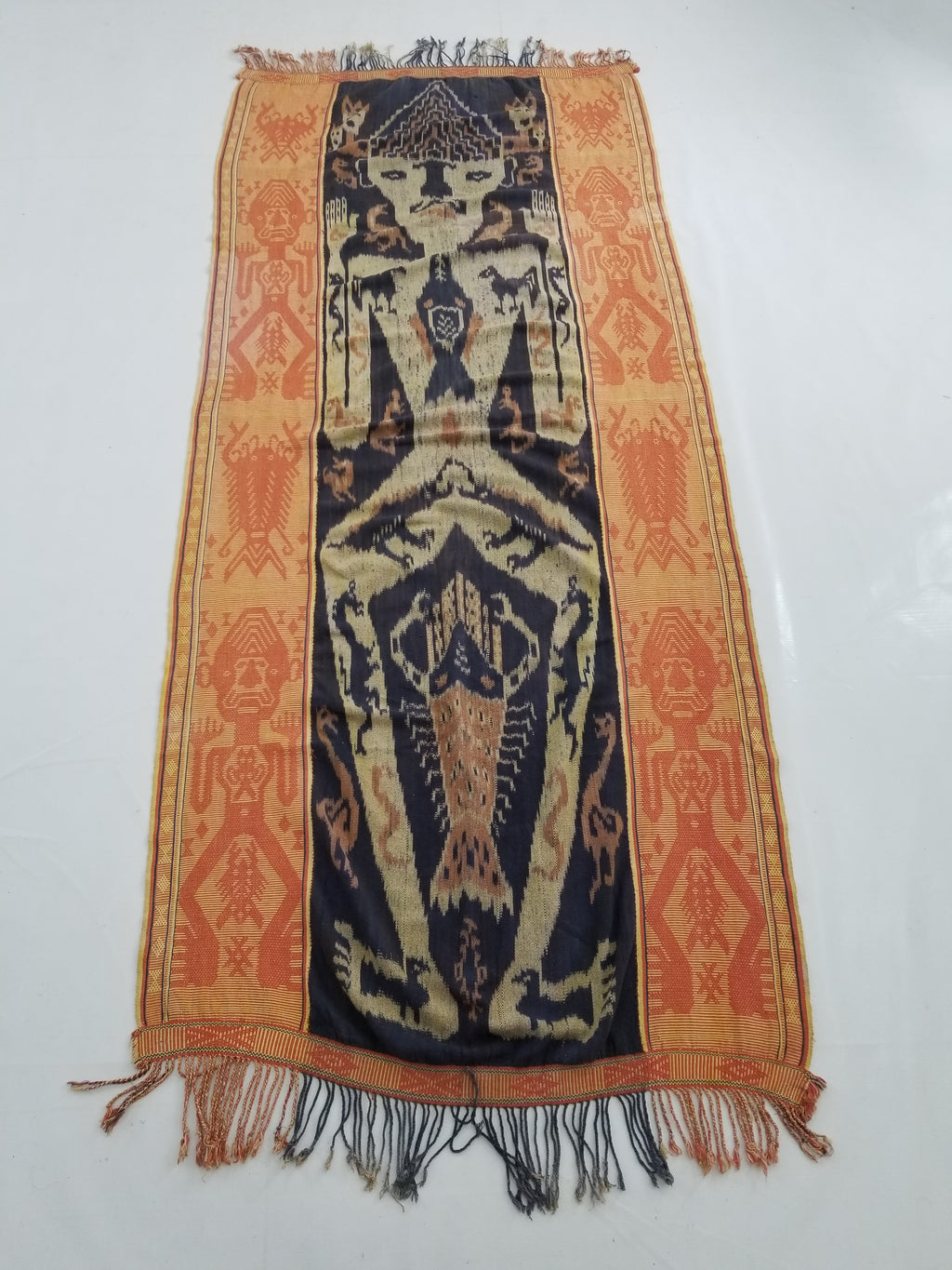 Vintage Indonesian Handwoven Tenun Sumba Ikat Hinggi Textile 212x93cm