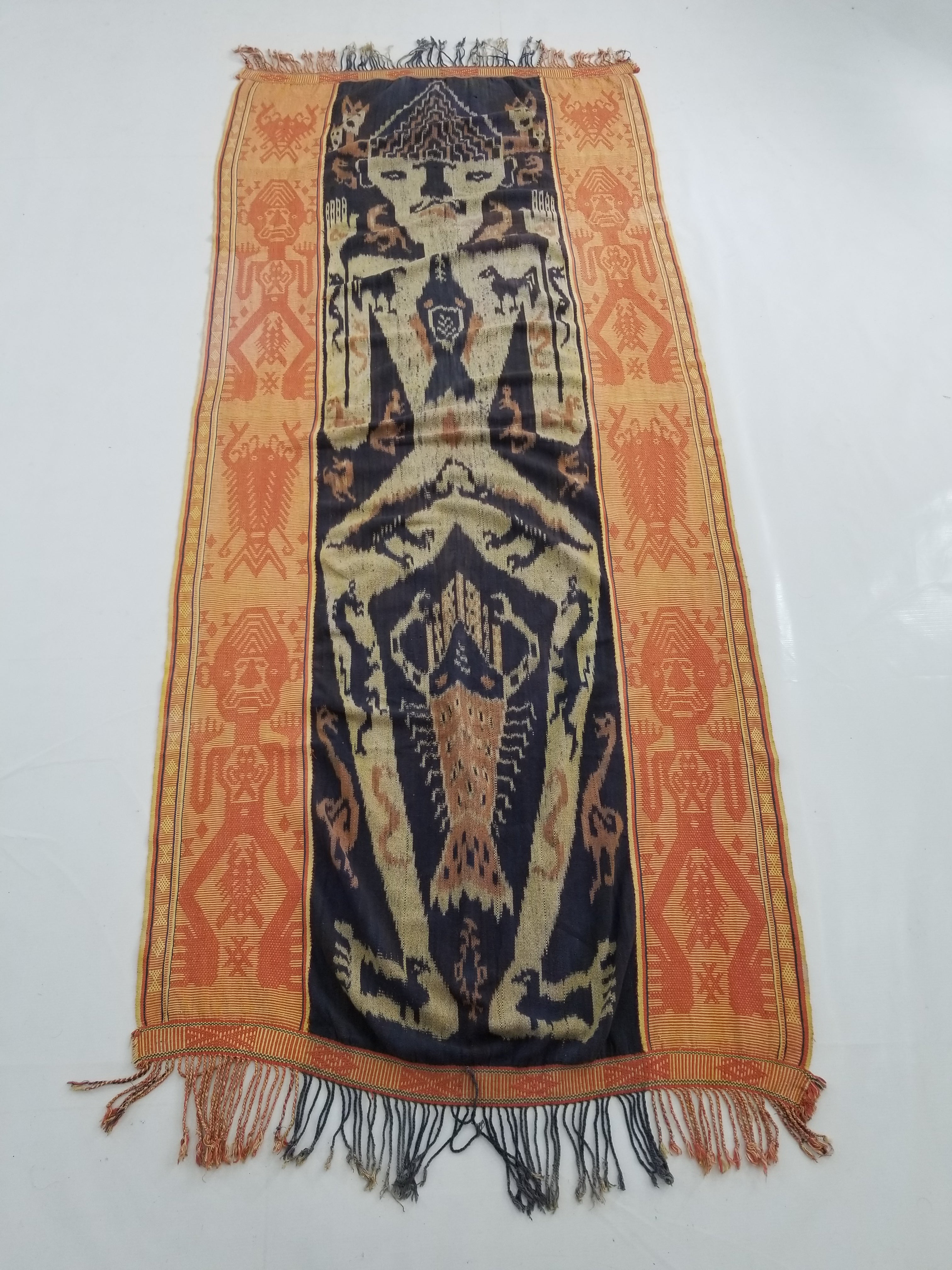 Vintage Indonesian Handwoven Tenun Sumba Ikat Hinggi Textile 212x93cm