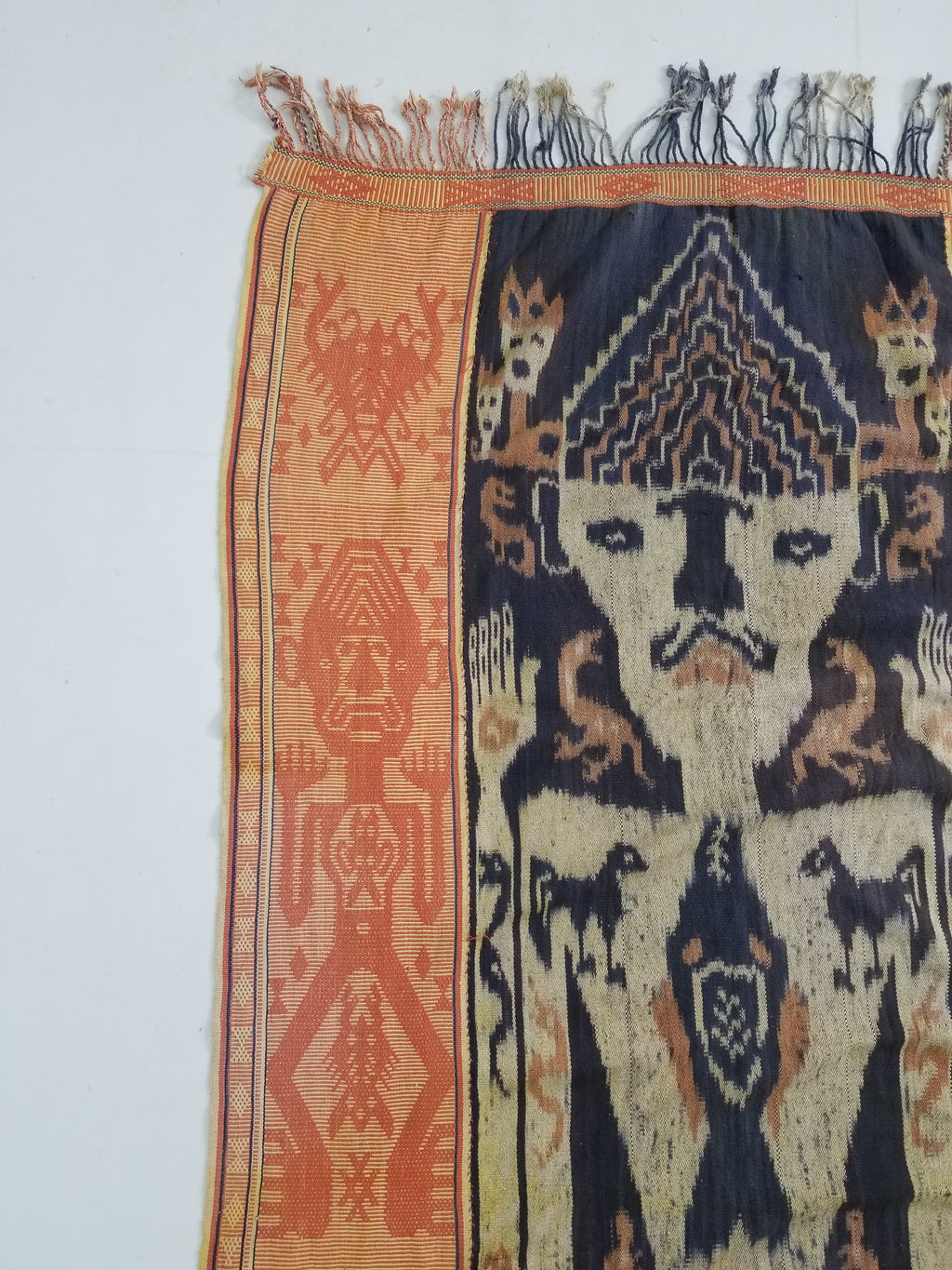 Vintage Indonesian Handwoven Tenun Sumba Ikat Hinggi Textile 212x93cm
