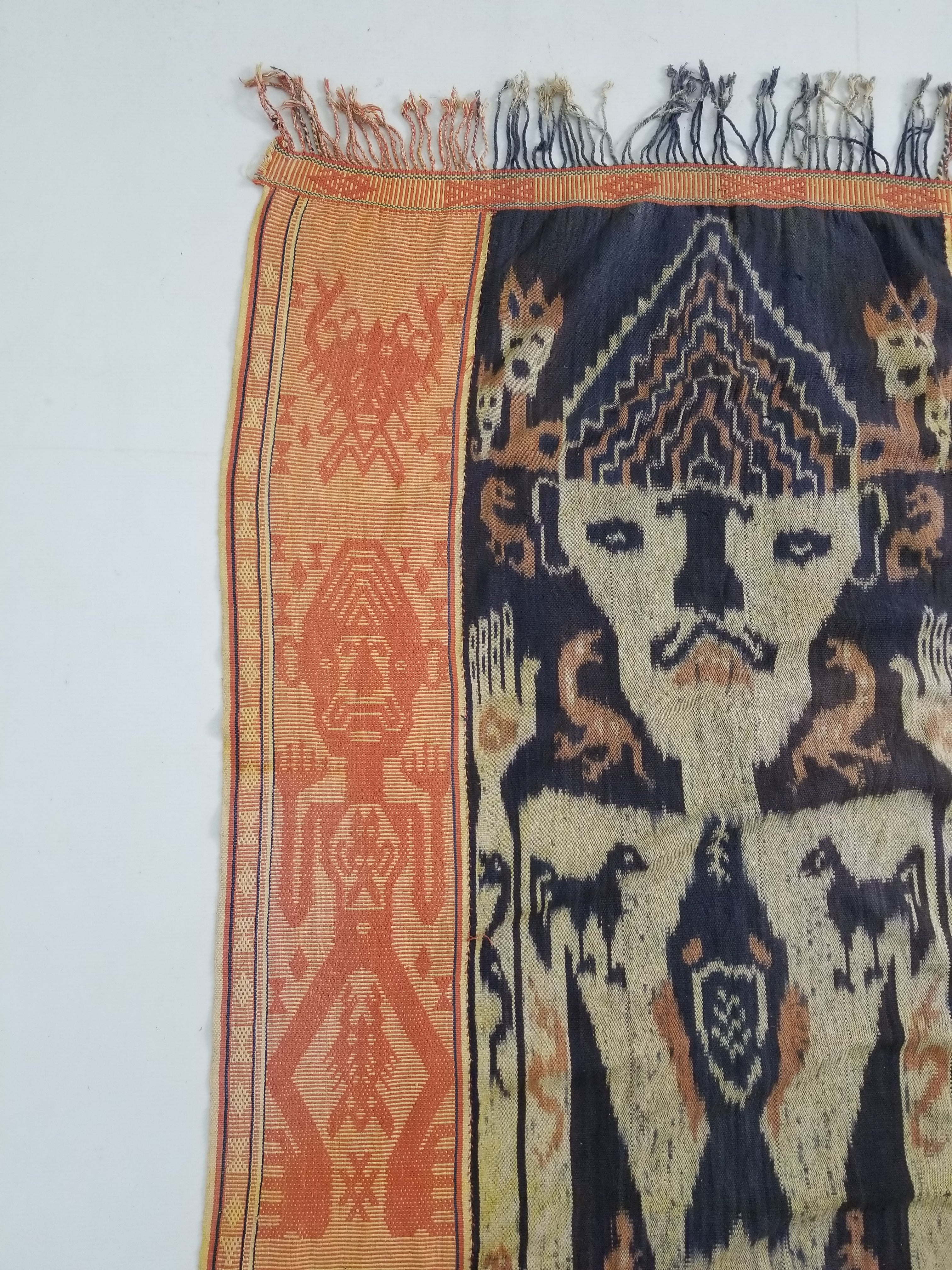Vintage Indonesian Handwoven Tenun Sumba Ikat Hinggi Textile 212x93cm