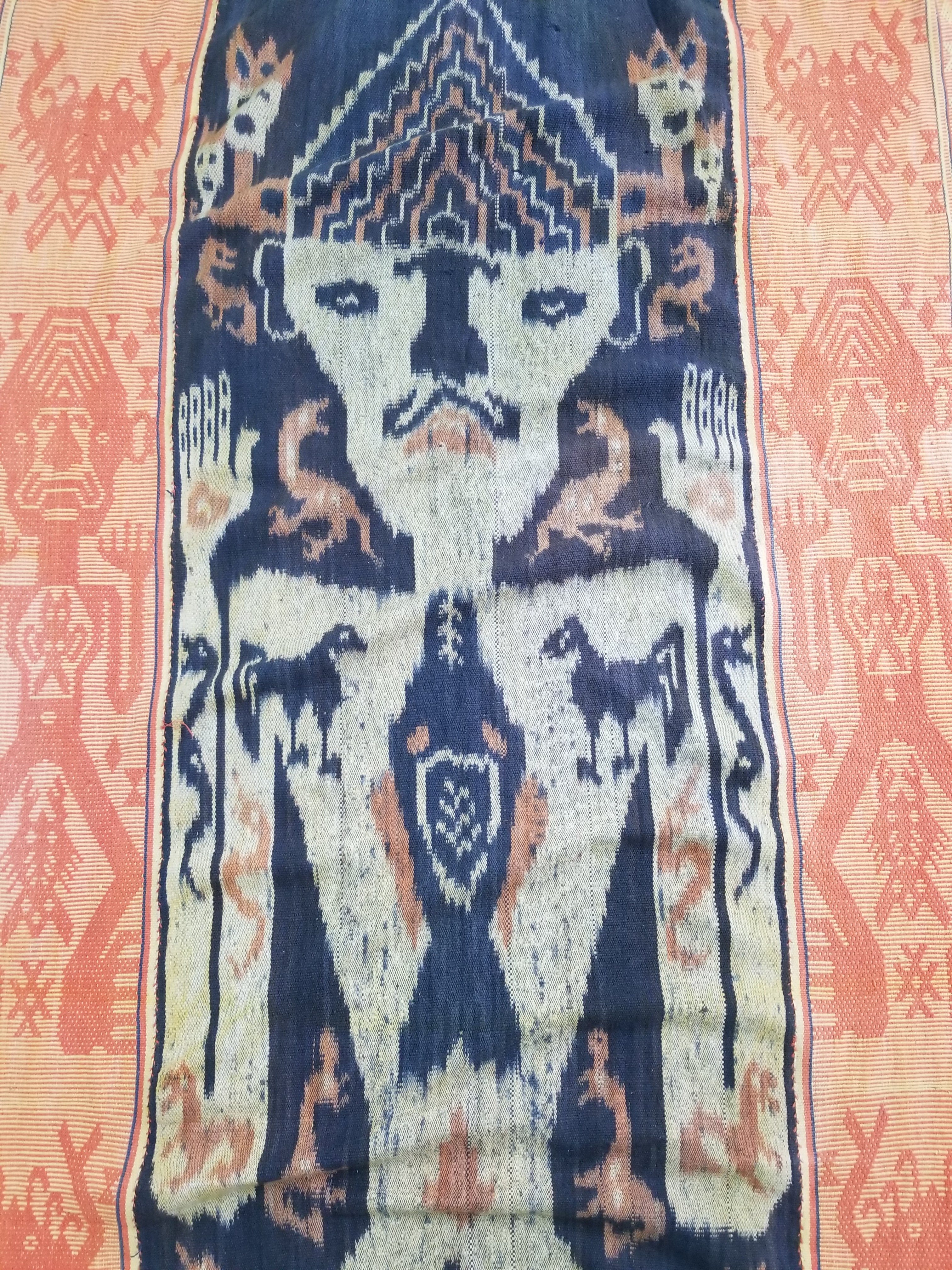 Vintage Indonesian Handwoven Tenun Sumba Ikat Hinggi Textile 212x93cm