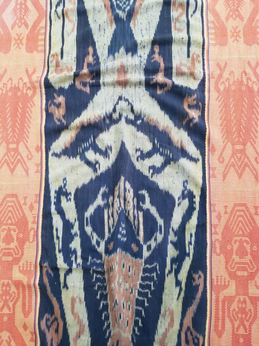 Vintage Indonesian Handwoven Tenun Sumba Ikat Hinggi Textile 212x93cm