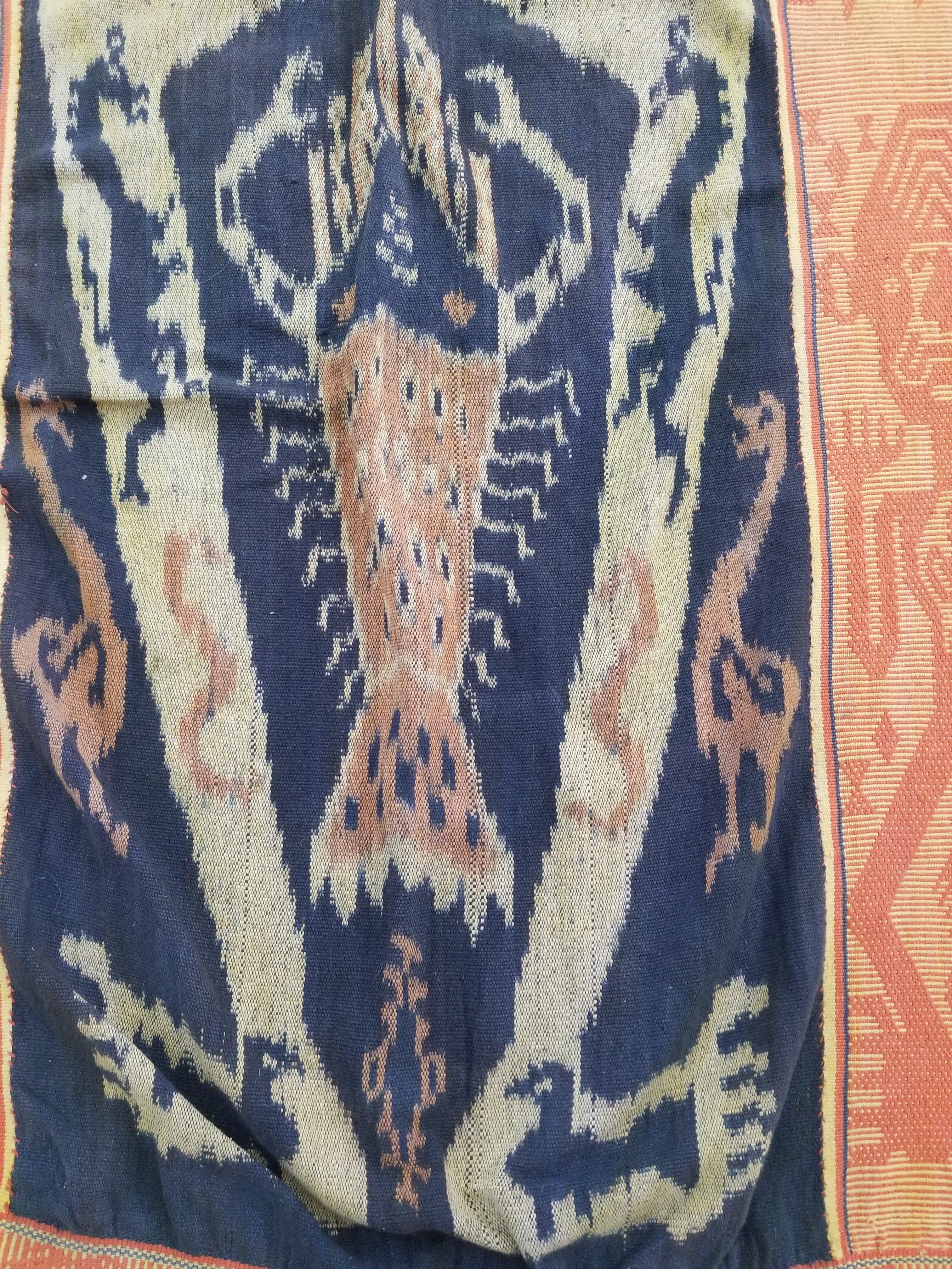 Vintage Indonesian Handwoven Tenun Sumba Ikat Hinggi Textile 212x93cm