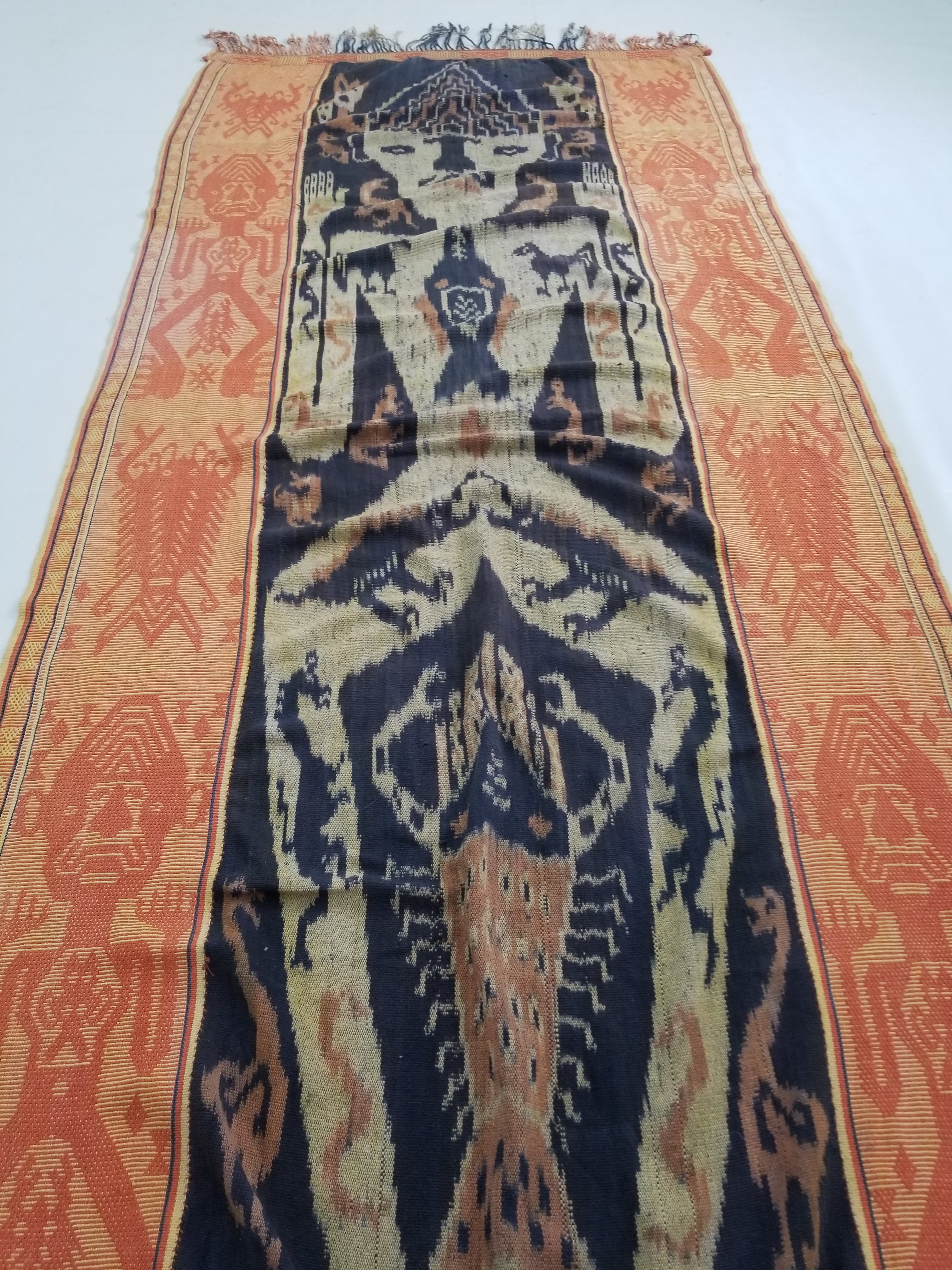Vintage Indonesian Handwoven Tenun Sumba Ikat Hinggi Textile 212x93cm
