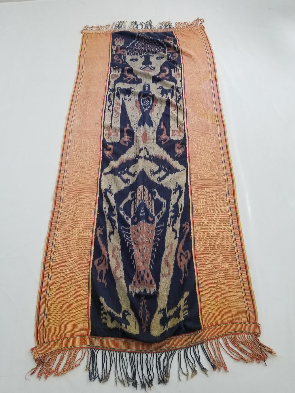 Vintage Indonesian Handwoven Tenun Sumba Ikat Hinggi Textile 212x93cm