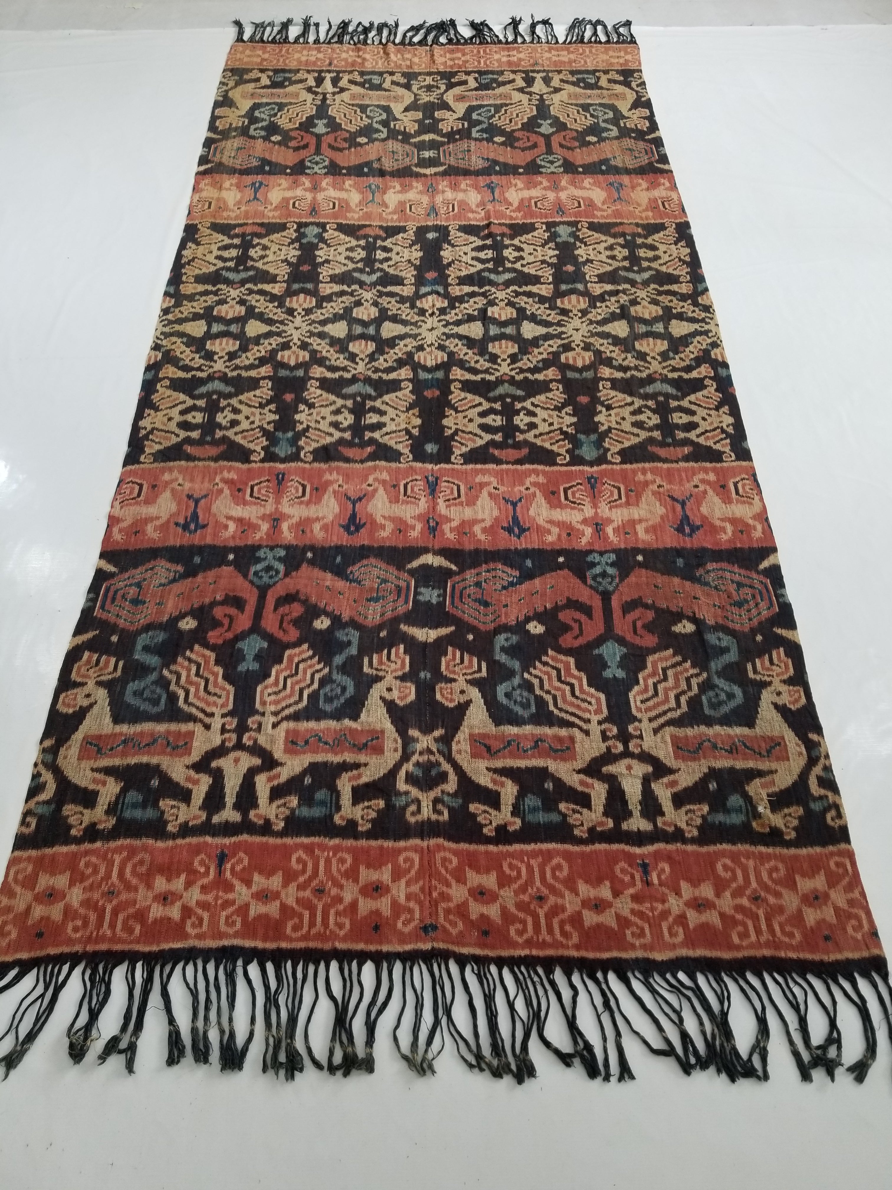 Vintage Traditional Indonesian Handwoven Sumba Ikat Shawl/Wall Hanging 264x120cm