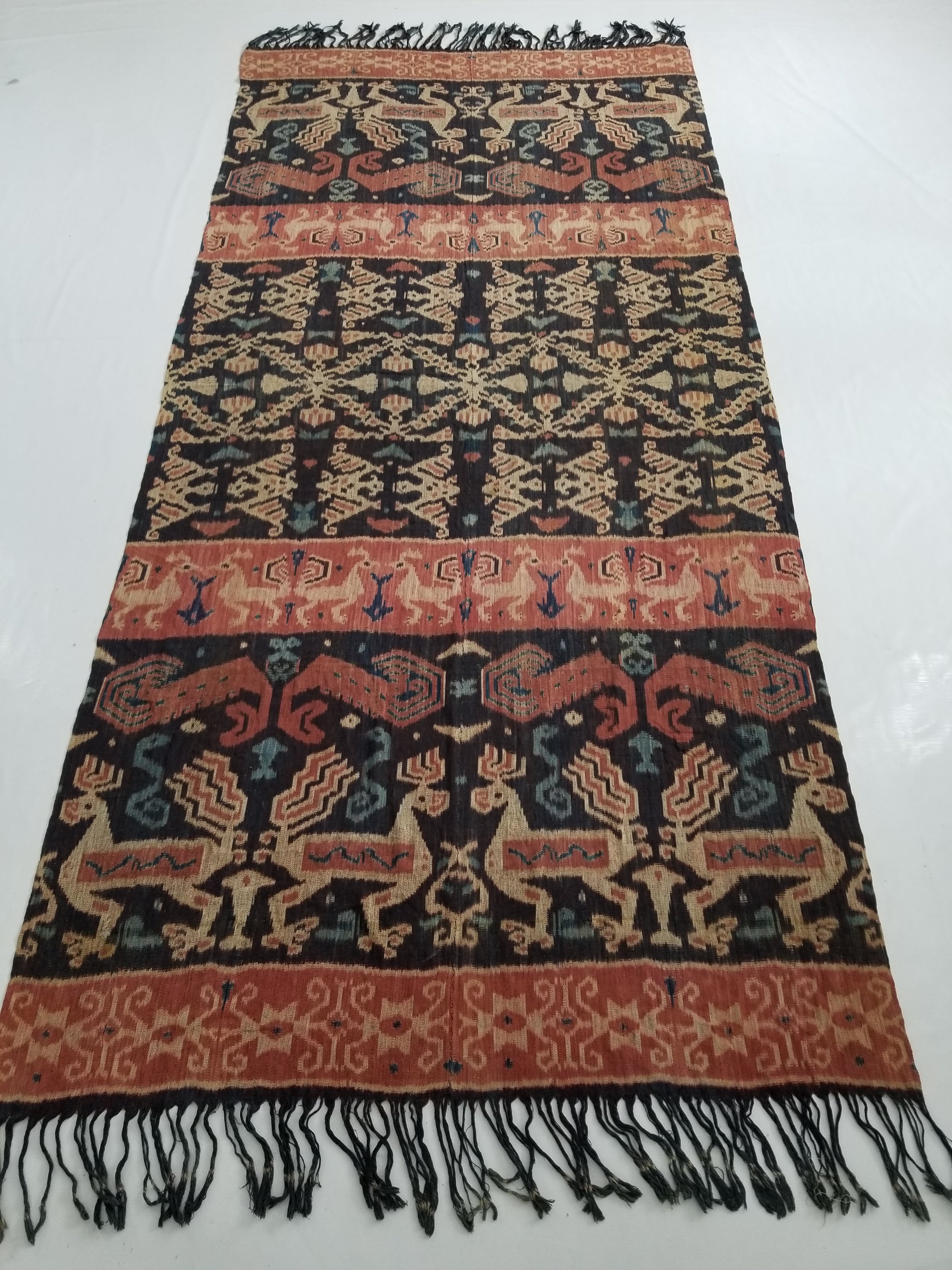 Vintage Traditional Indonesian Handwoven Sumba Ikat Shawl/Wall Hanging 264x120cm