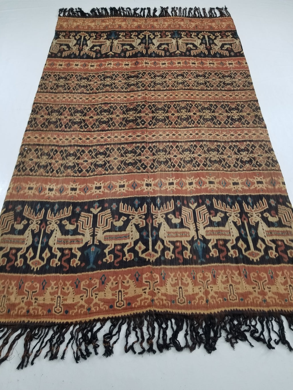 Vintage Indonesian Handwoven Sumba Ikat Vertical Seam Wall Hanging 242x144cm