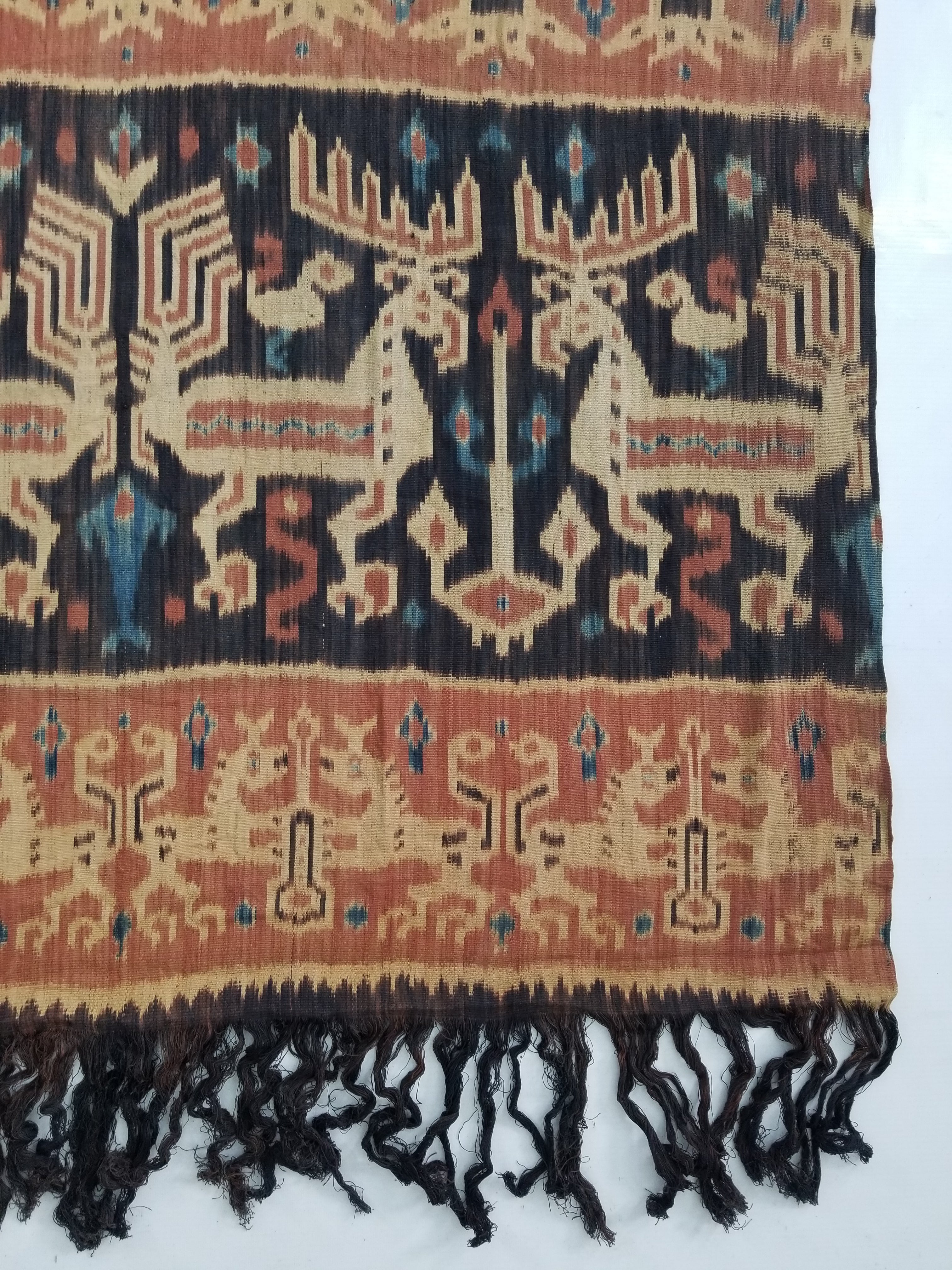 Vintage Indonesian Handwoven Sumba Ikat Vertical Seam Wall Hanging 242x144cm