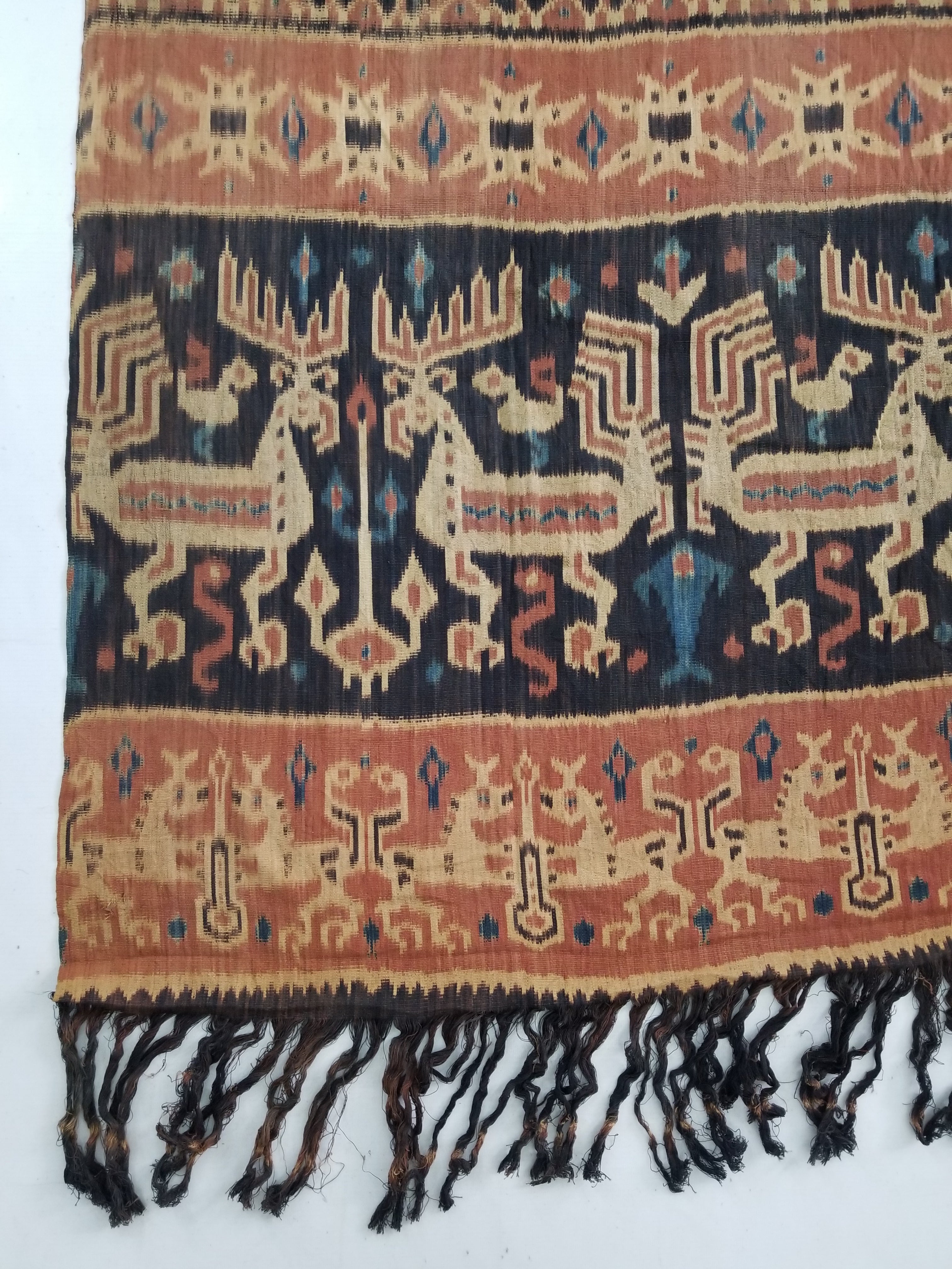 Vintage Indonesian Handwoven Sumba Ikat Vertical Seam Wall Hanging 242x144cm