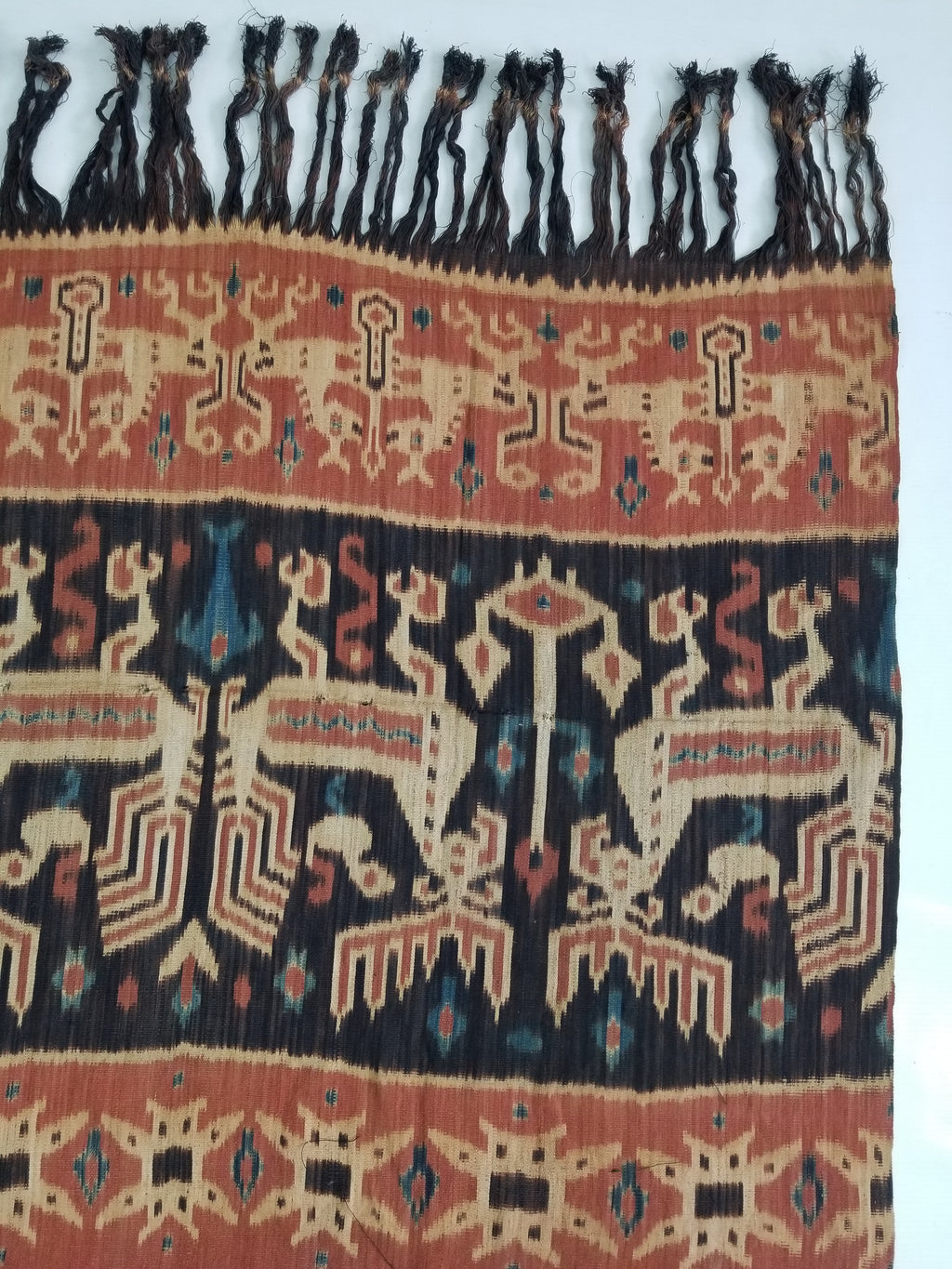 Vintage Indonesian Handwoven Sumba Ikat Vertical Seam Wall Hanging 242x144cm