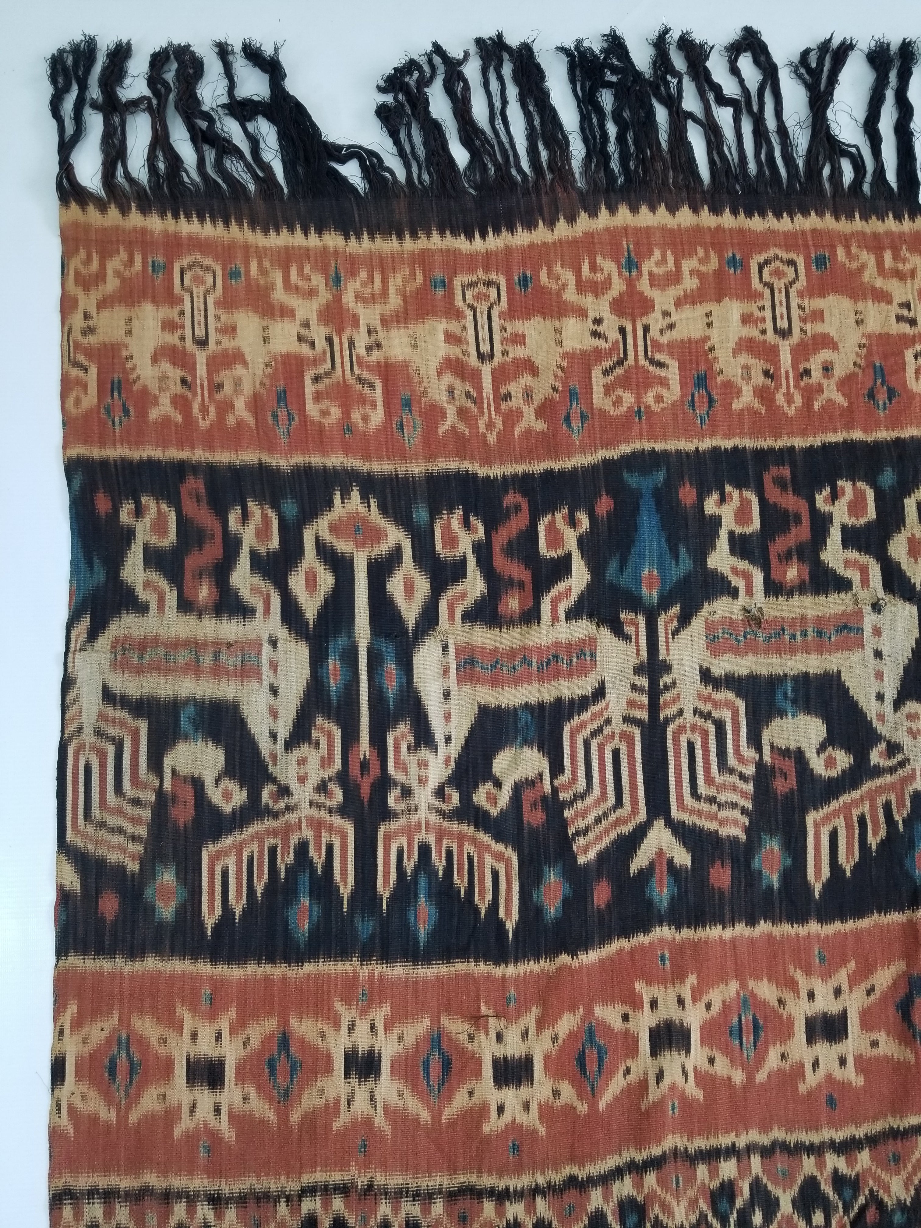 Vintage Indonesian Handwoven Sumba Ikat Vertical Seam Wall Hanging 242x144cm