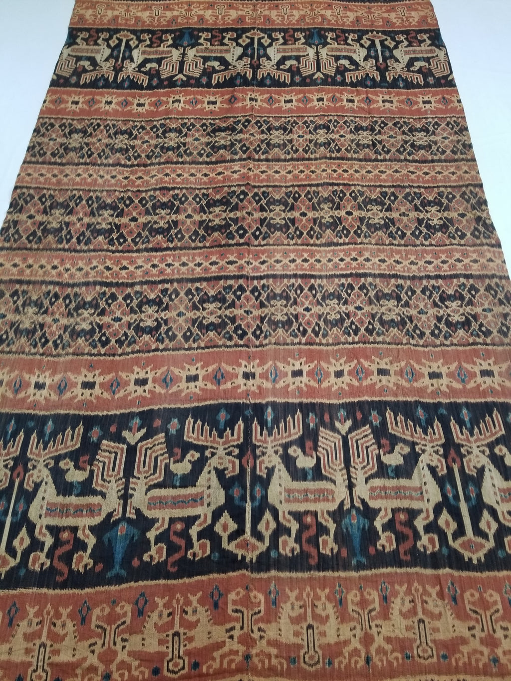 Vintage Indonesian Handwoven Sumba Ikat Vertical Seam Wall Hanging 242x144cm
