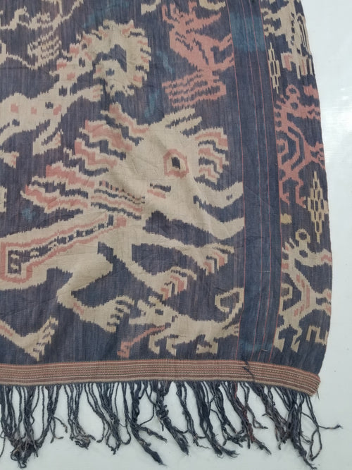 Antique Indonesian Handwoven Sumba Ikat Vertical Seam Wall Hanging 226x152cm