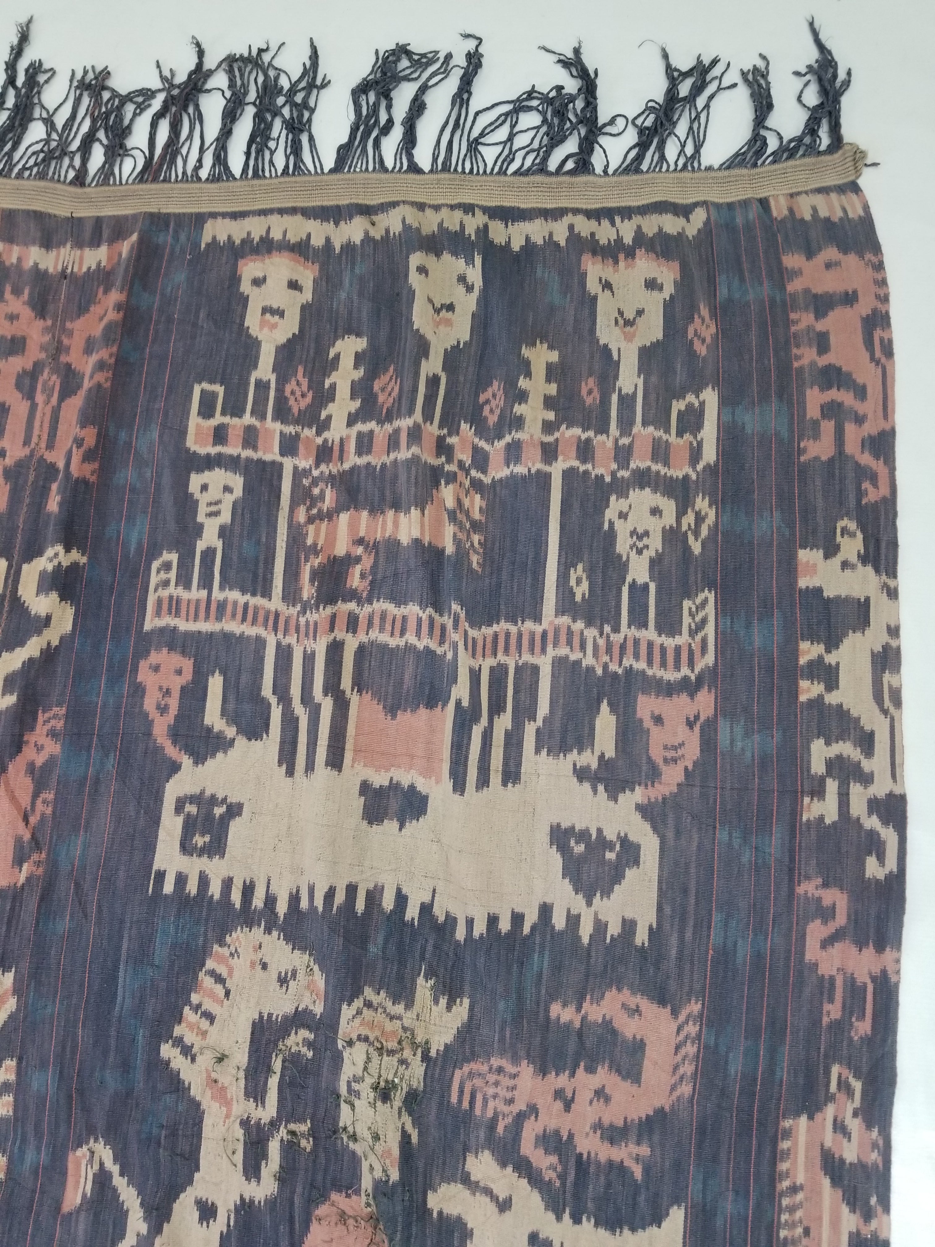 Antique Indonesian Handwoven Sumba Ikat Vertical Seam Wall Hanging 226x152cm