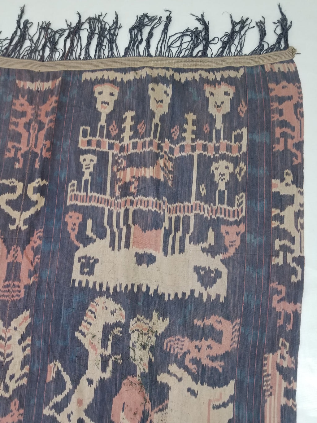 Antique Indonesian Handwoven Sumba Ikat Vertical Seam Wall Hanging 226x152cm
