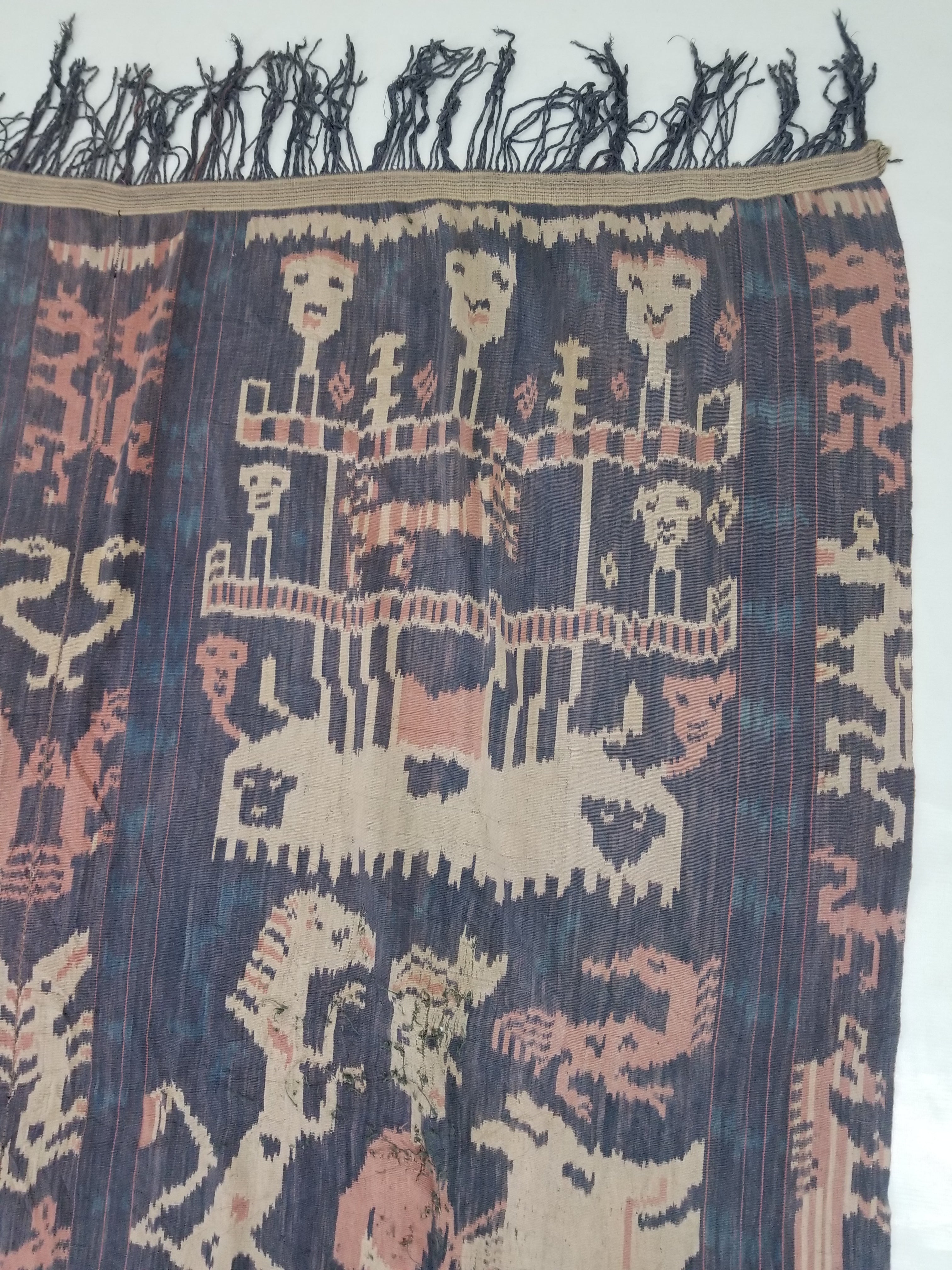 Antique Indonesian Handwoven Sumba Ikat Vertical Seam Wall Hanging 226x152cm