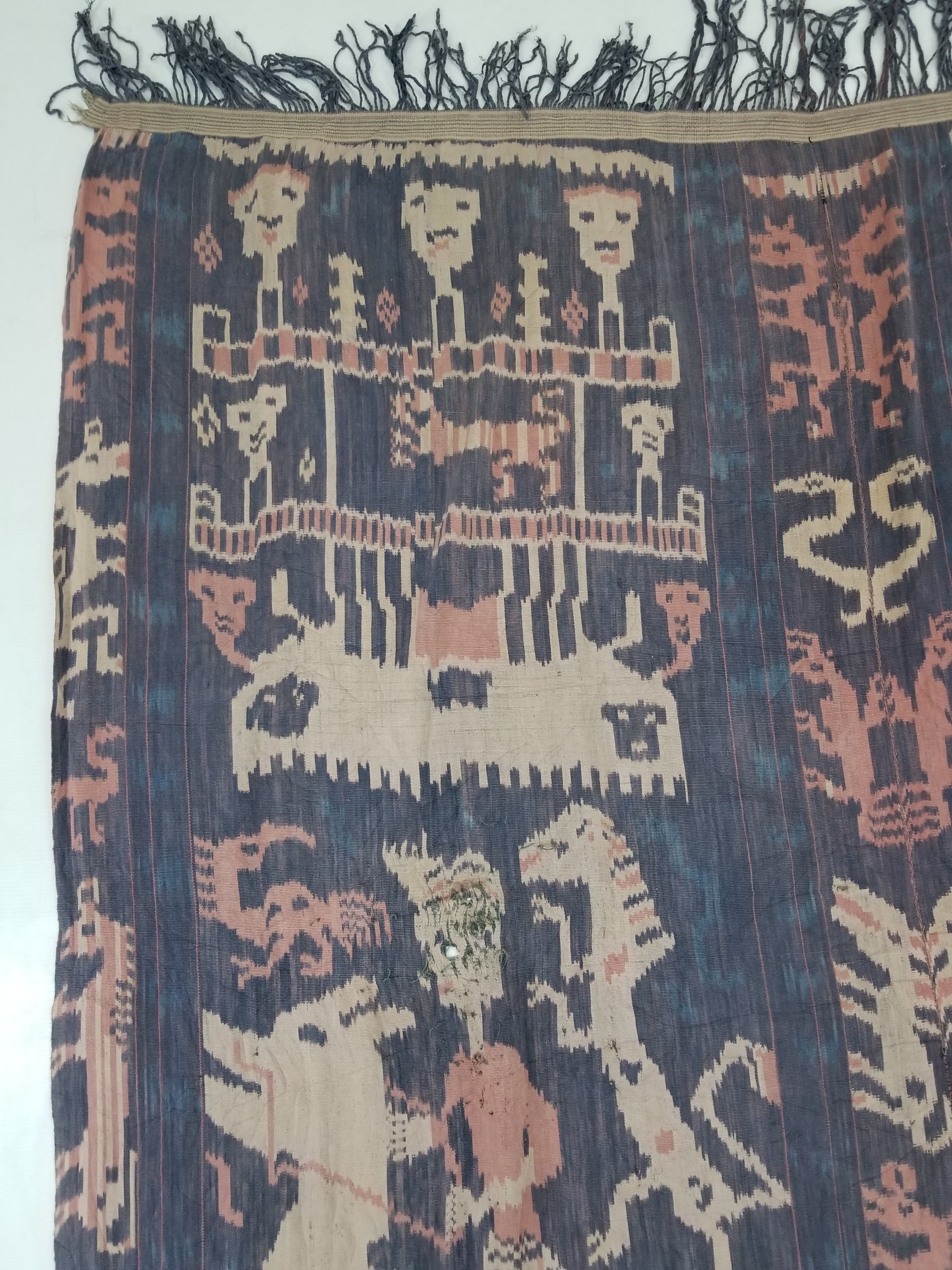 Antique Indonesian Handwoven Sumba Ikat Vertical Seam Wall Hanging 226x152cm