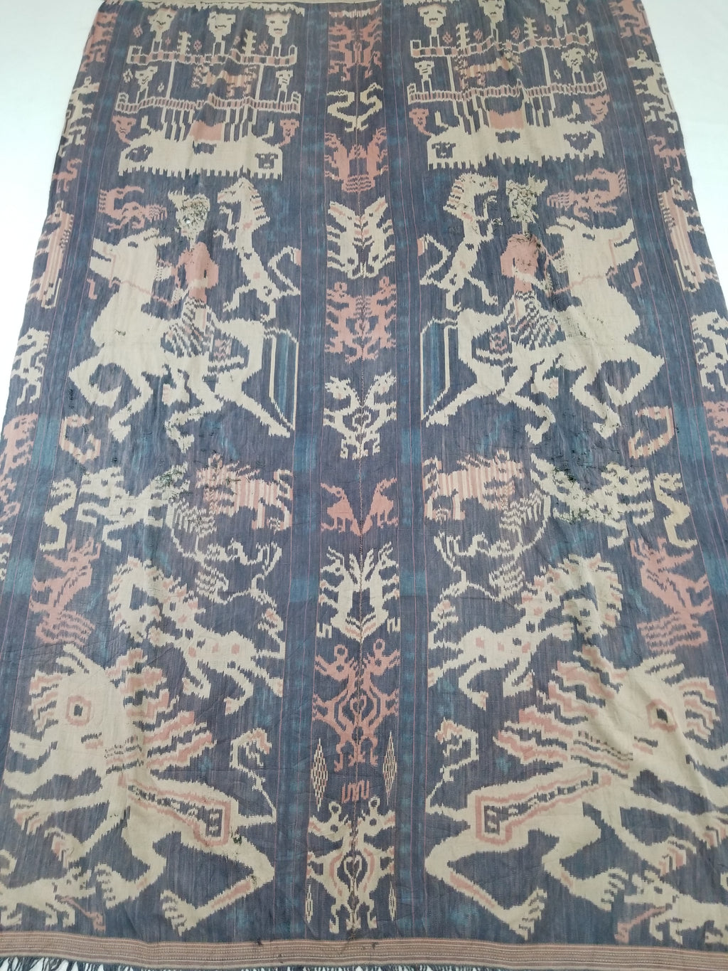 Antique Indonesian Handwoven Sumba Ikat Vertical Seam Wall Hanging 226x152cm