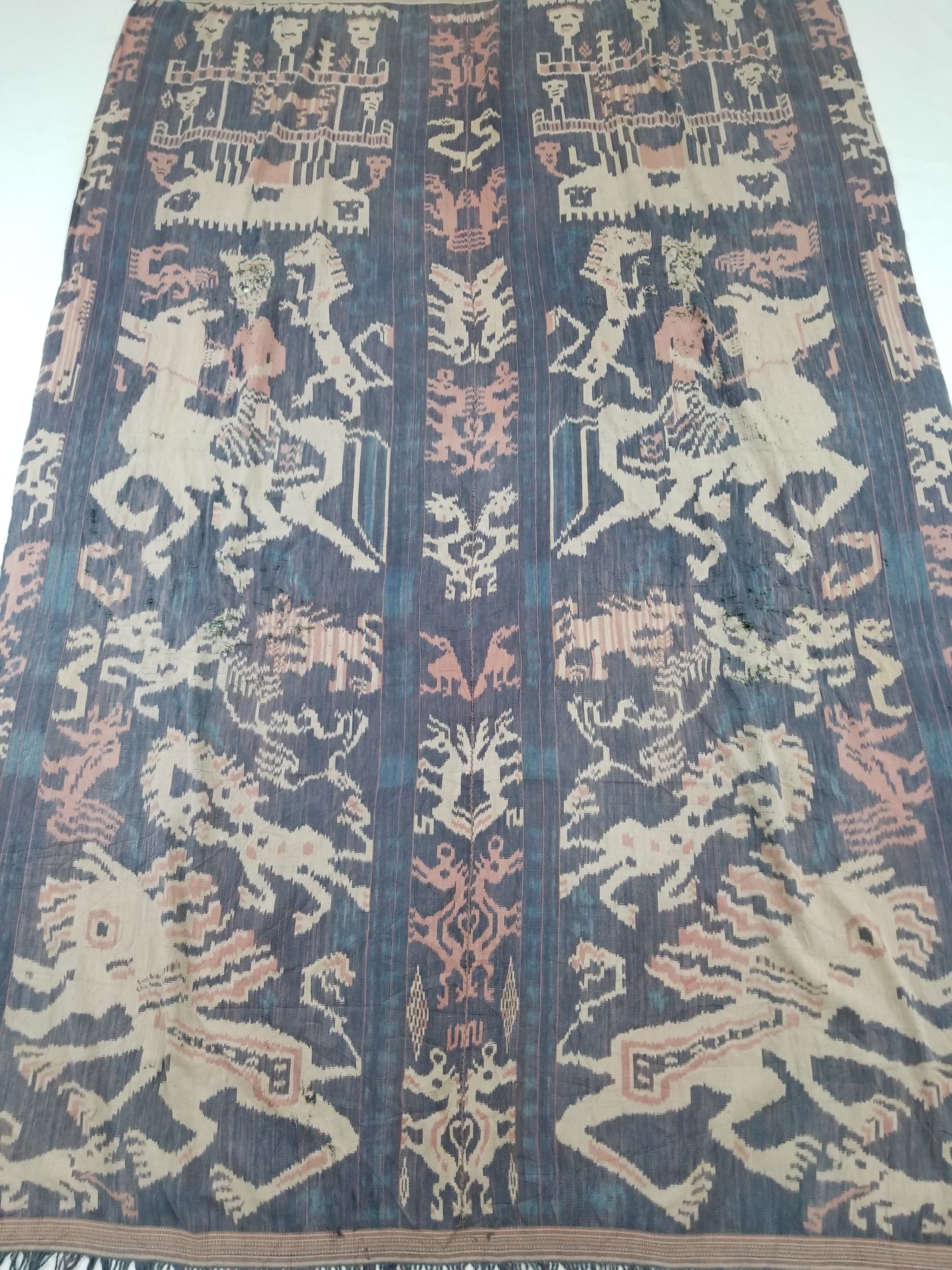 Antique Indonesian Handwoven Sumba Ikat Vertical Seam Wall Hanging 226x152cm