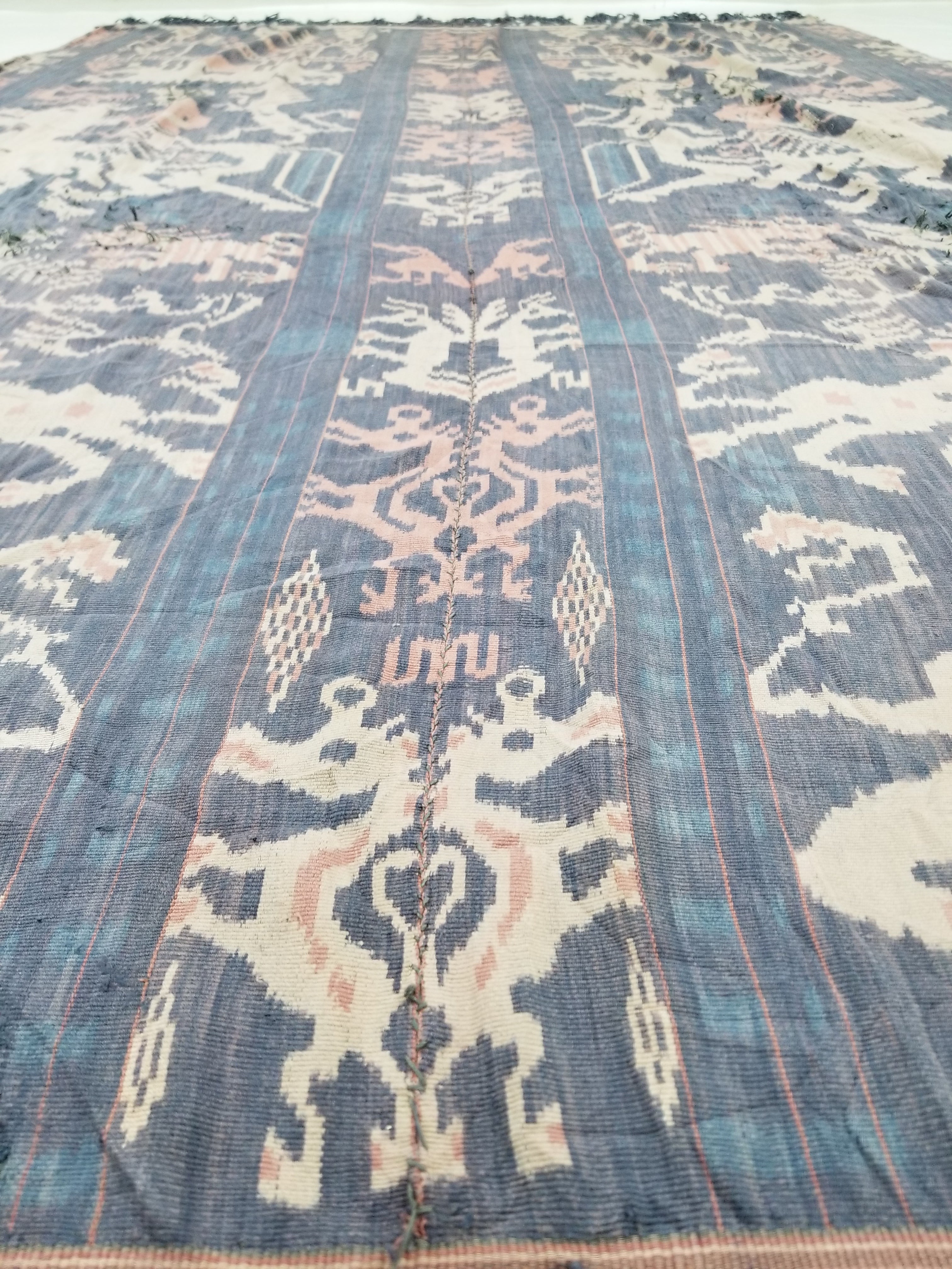 Antique Indonesian Handwoven Sumba Ikat Vertical Seam Wall Hanging 226x152cm