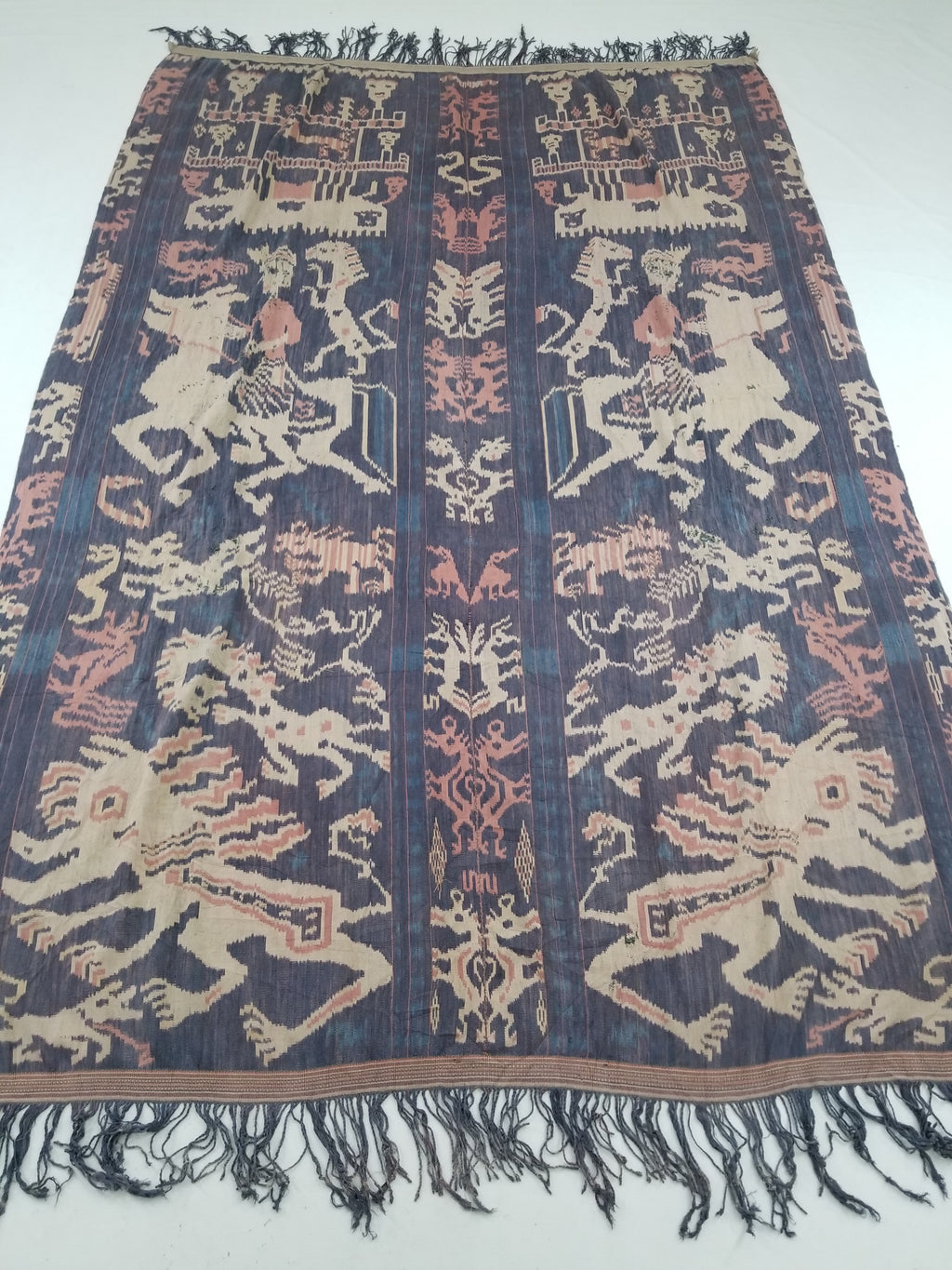Antique Indonesian Handwoven Sumba Ikat Vertical Seam Wall Hanging 226x152cm