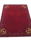 Antique Traditional Floral Hand Embroidered Burgundy Velvet Textile 156x128cm