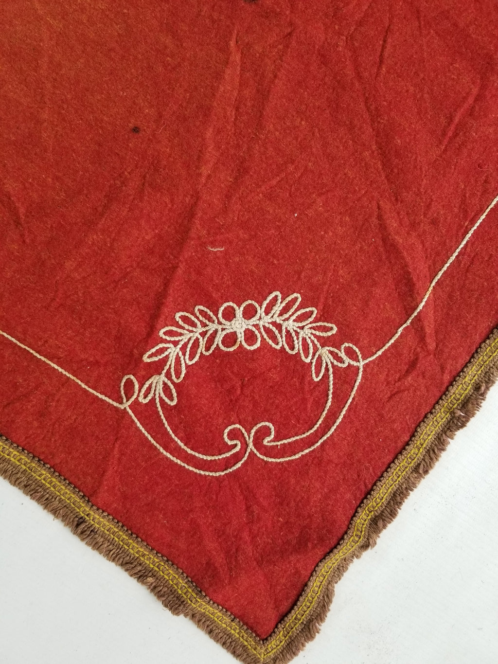 Antique Eastern European Floral Embroidered Felt Decorative Textile 144x118cm