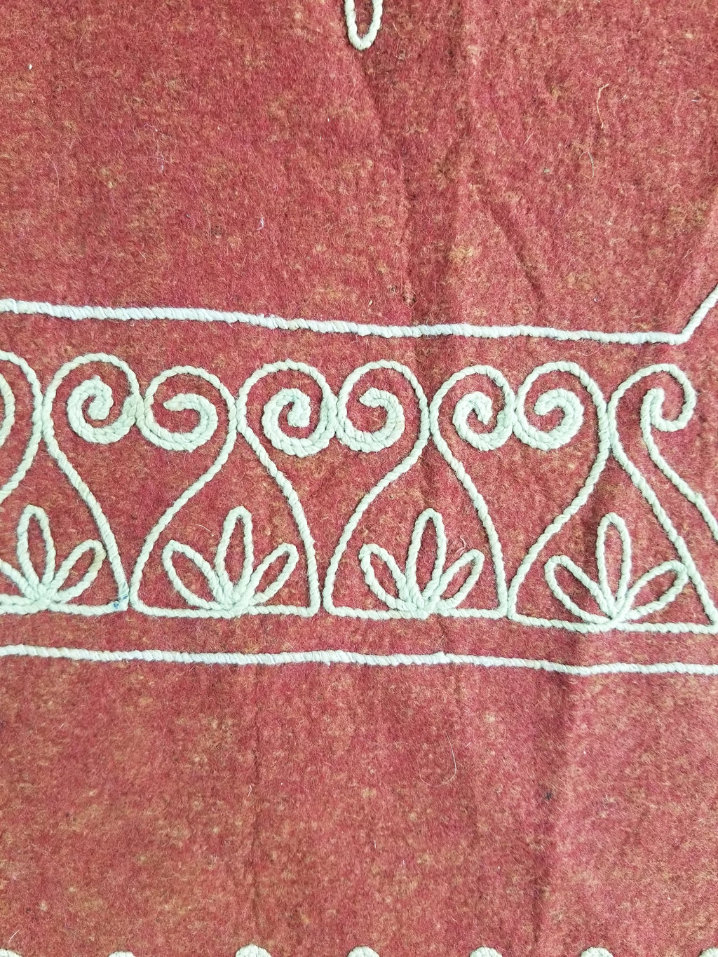 Antique Eastern European Floral Embroidered Felt Decorative Textile 144x118cm