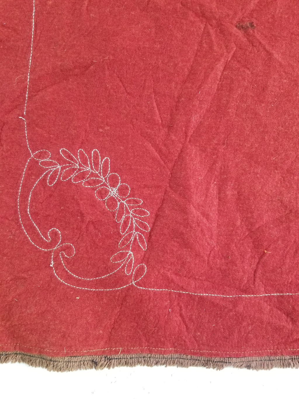 Antique Eastern European Floral Embroidered Felt Decorative Textile 144x118cm