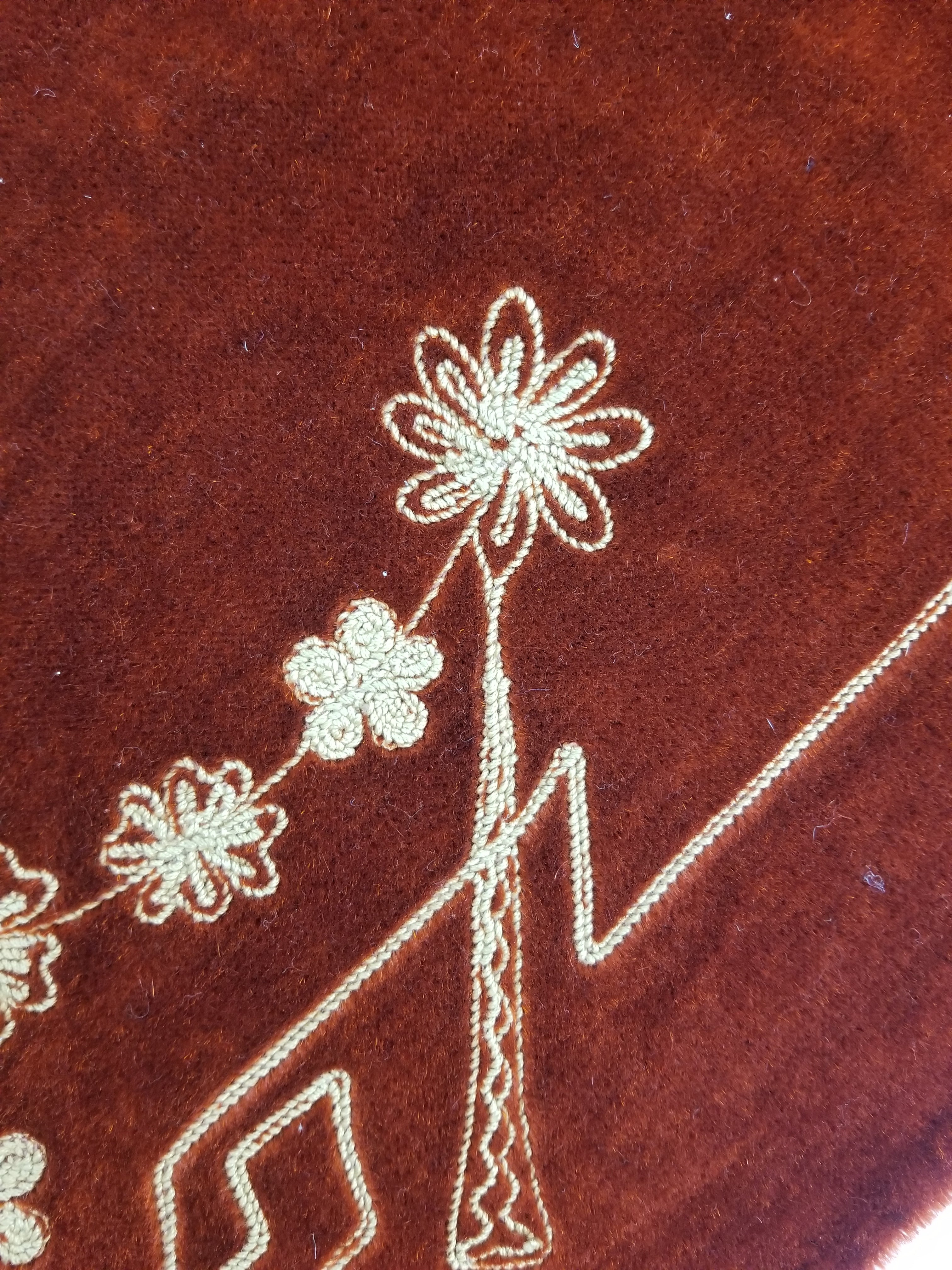 Antique Traditional Floral Hand Embroidered Velvet Textile 174x140cm