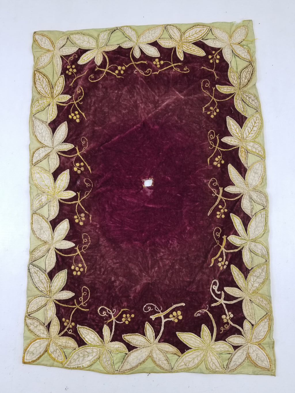 Antique Traditional Leaf Pattern Textile with Appliqué Work & Embroidery 107x71c